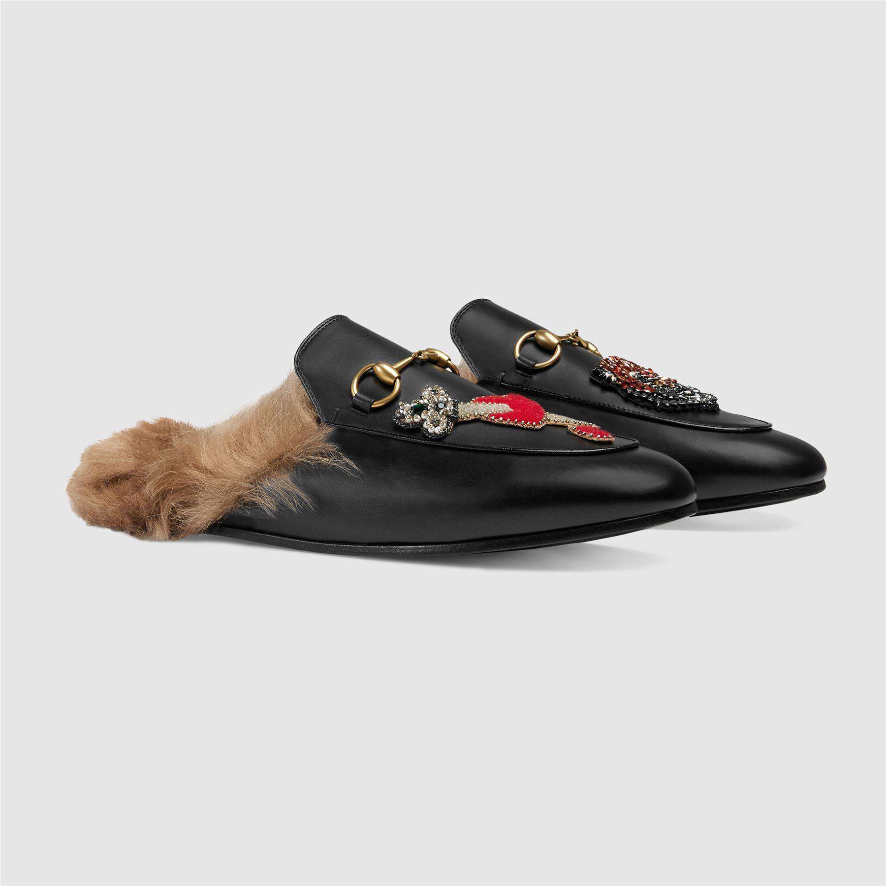 GUCCI PRINCETOWN APPLIQUÉD EMBELLISHED LEATHER SLIPPERS EU 38 UK 5 US 8 - Image 2