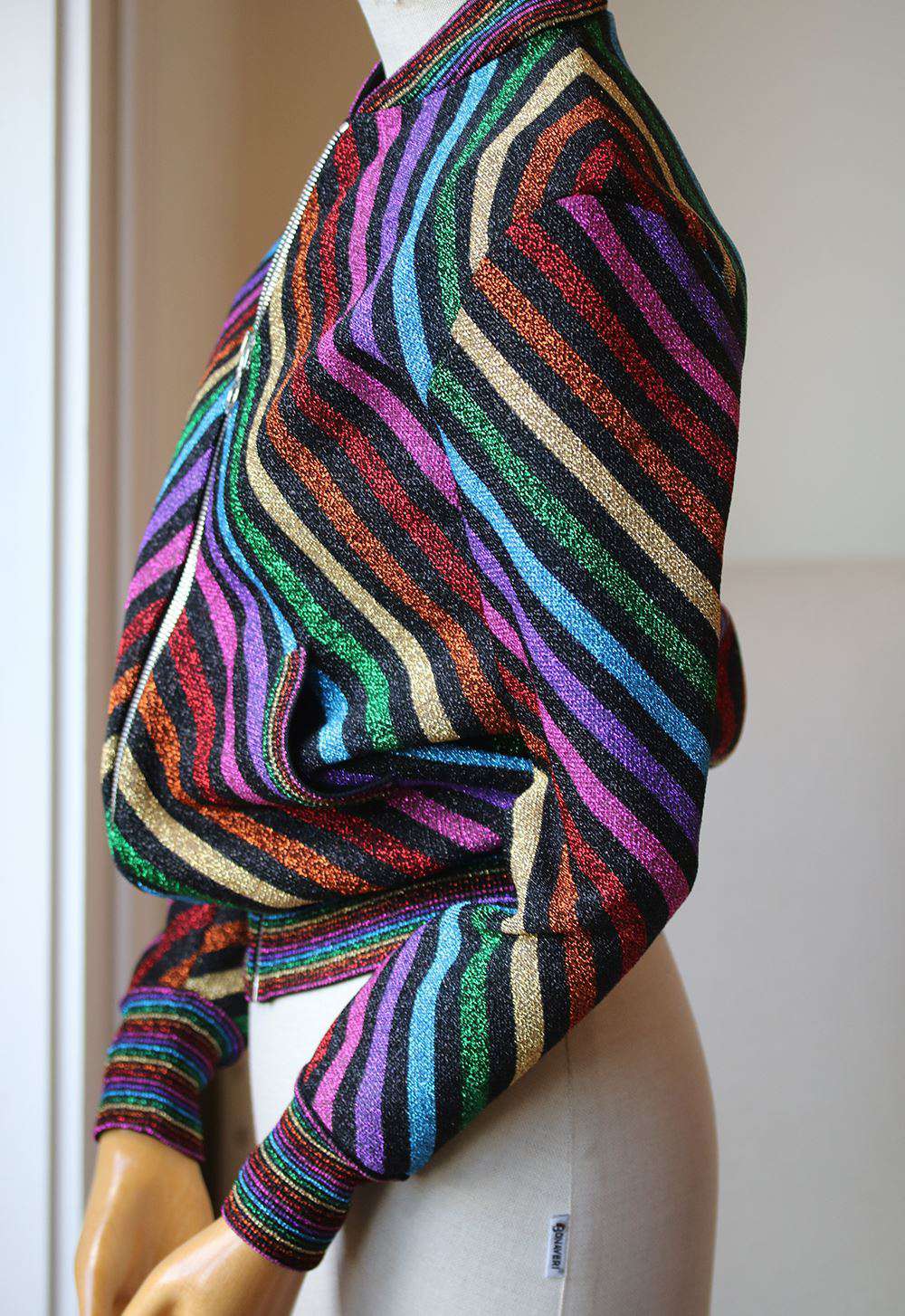 GUCCI RAINBOW CHEVRON STRIPED BOMBER JACKET SMALL - Image 3
