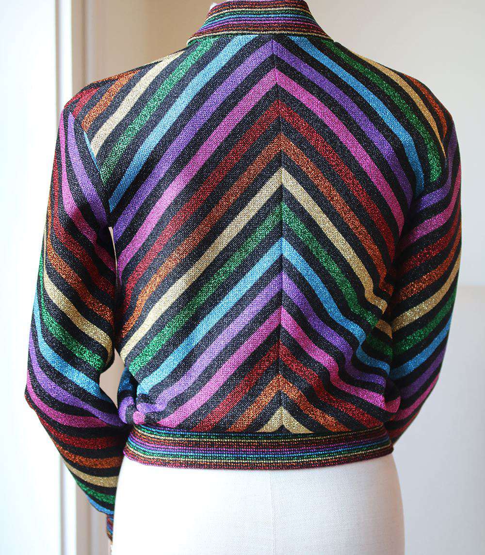 GUCCI RAINBOW CHEVRON STRIPED BOMBER JACKET SMALL - Image 4