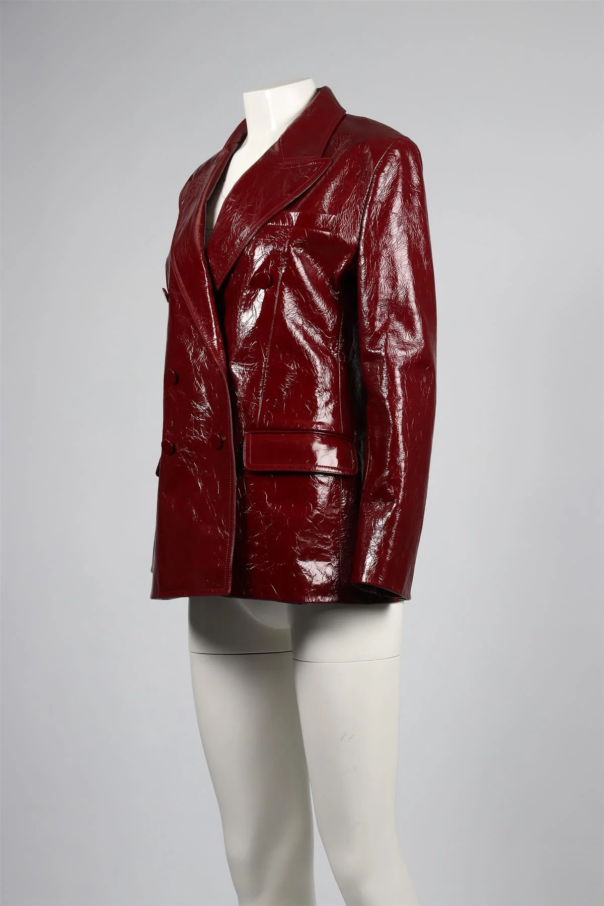 GUCCI RED 2024 PATENT LEATHER BLAZER IT 44 UK 12 - Image 3