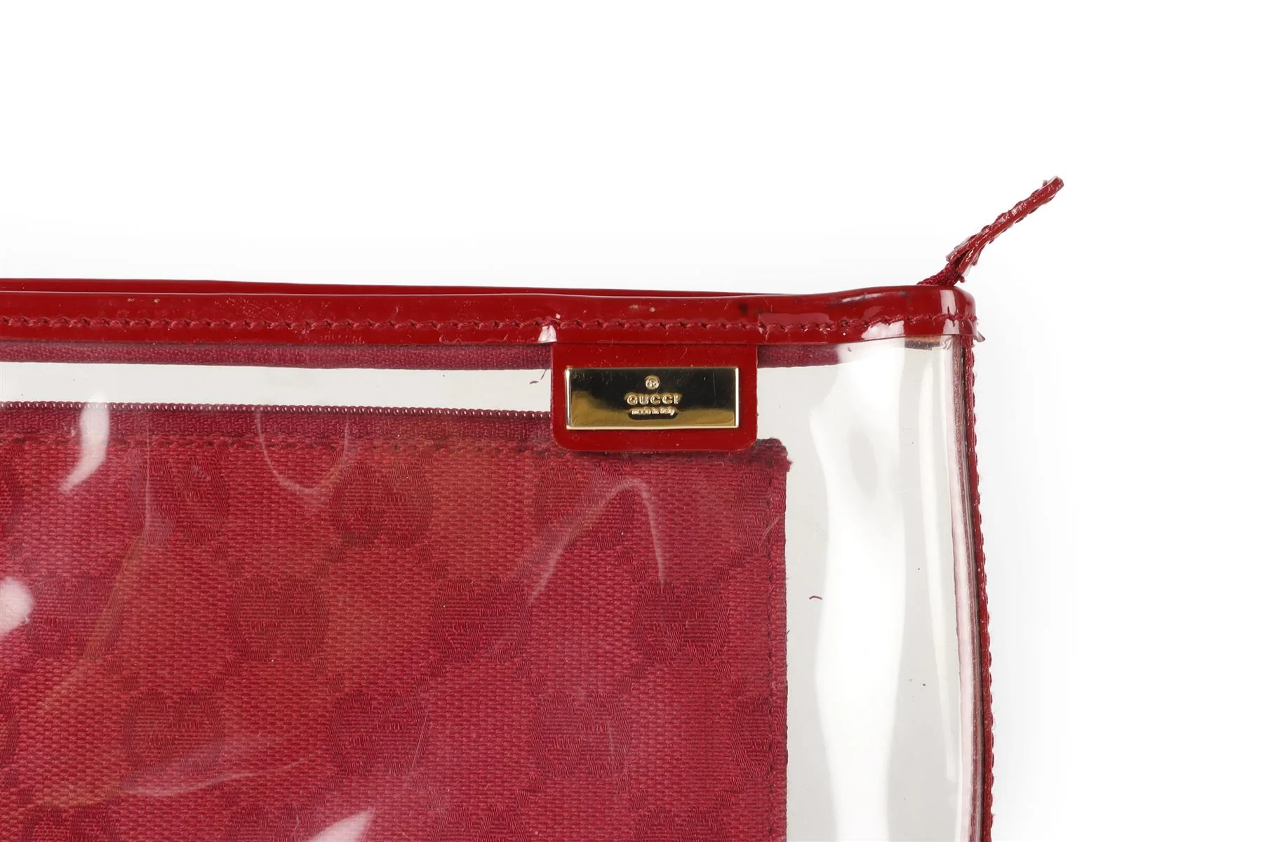 GUCCI RED GG CANVAS AND PVC 2 IN 1 COSMETIC POUCH - Image 10