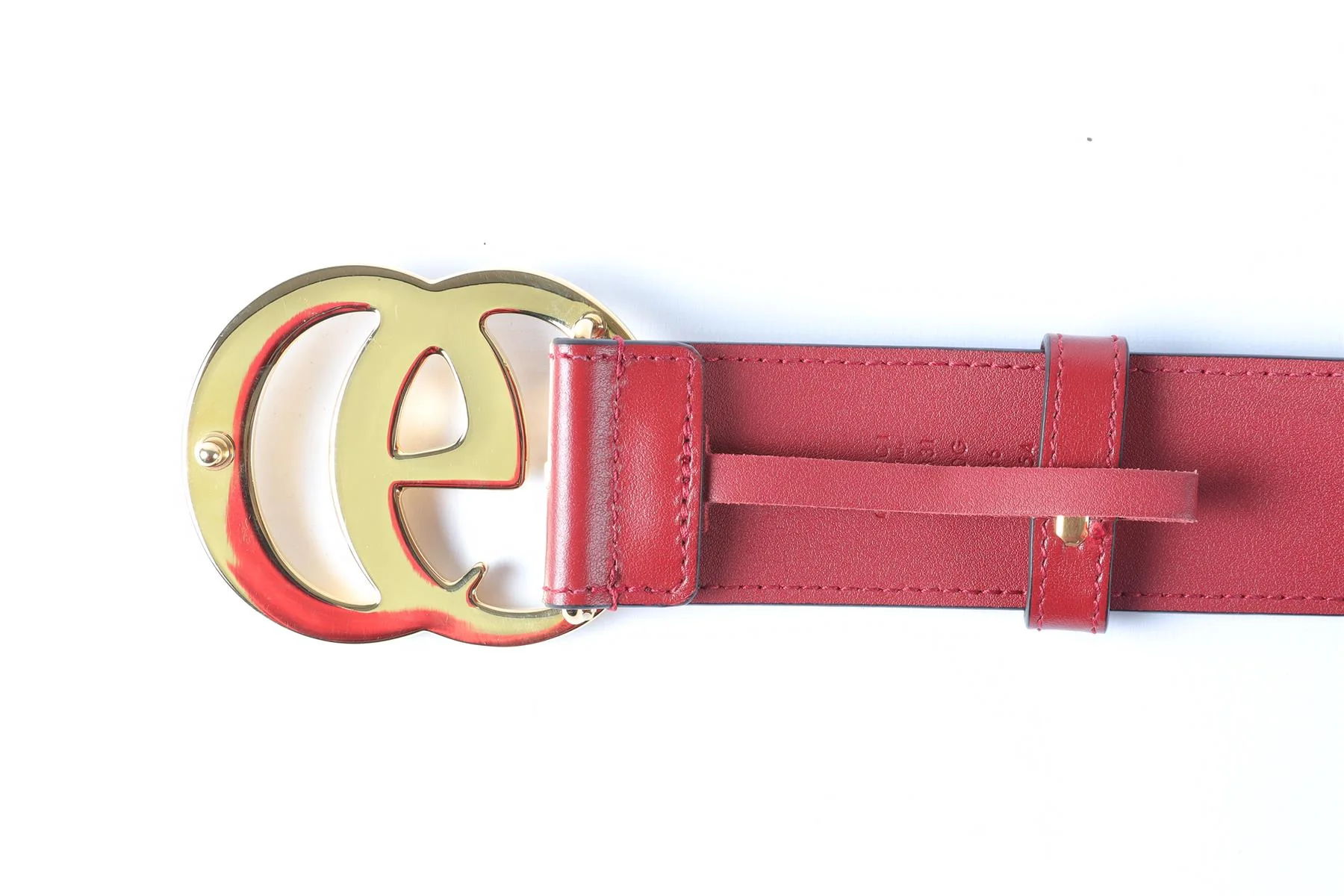 GUCCI RED GG LEATHER BELT 90 CM - Image 6