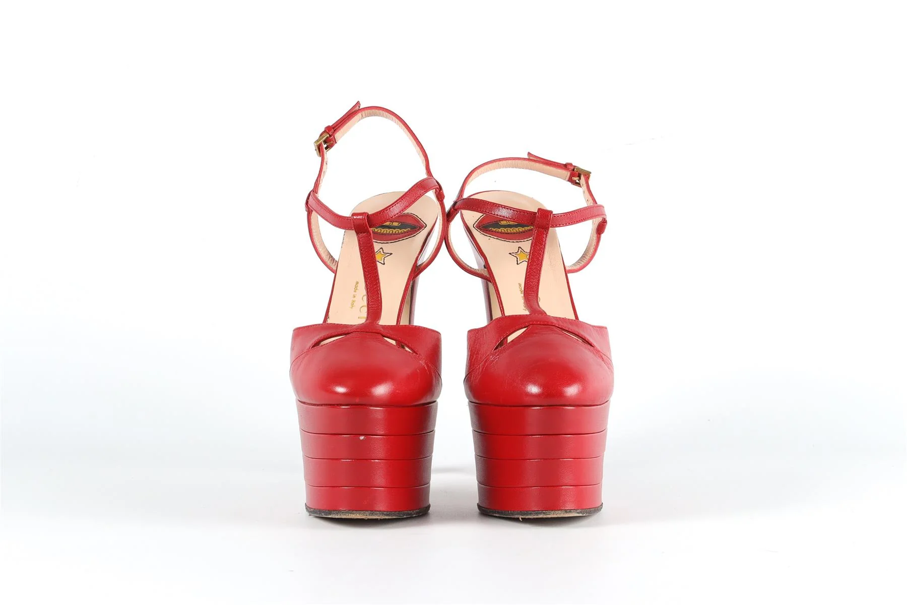 GUCCI RED LEATHER PLATFORM PUMPS EU 37 UK 4 US 7 - Image 3