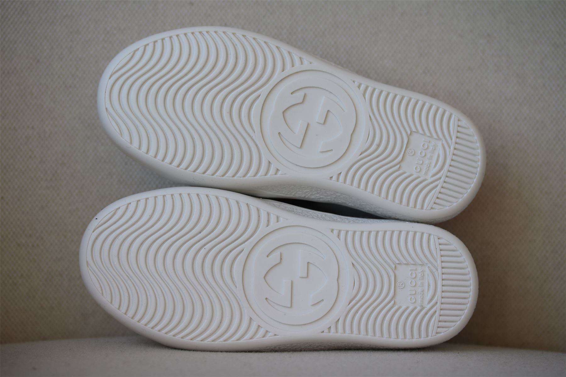 GUCCI SILVER WEB LEATHER TRAINERS EU 25 UK 8 - Image 4