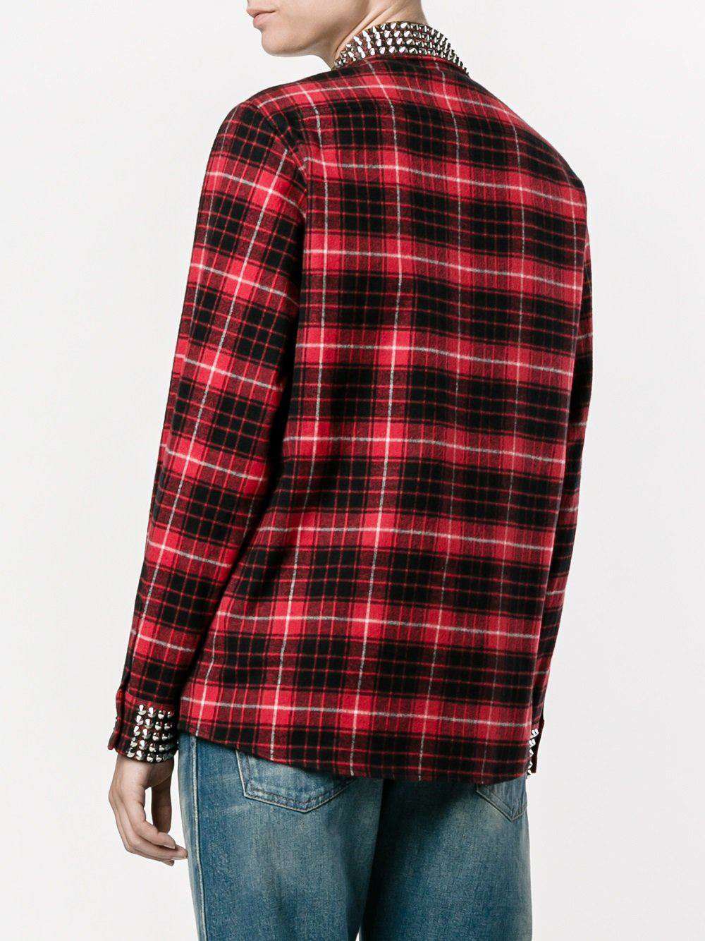 GUCCI STUDDED PLAID SHIRT IT 40 UK 8 - Image 3