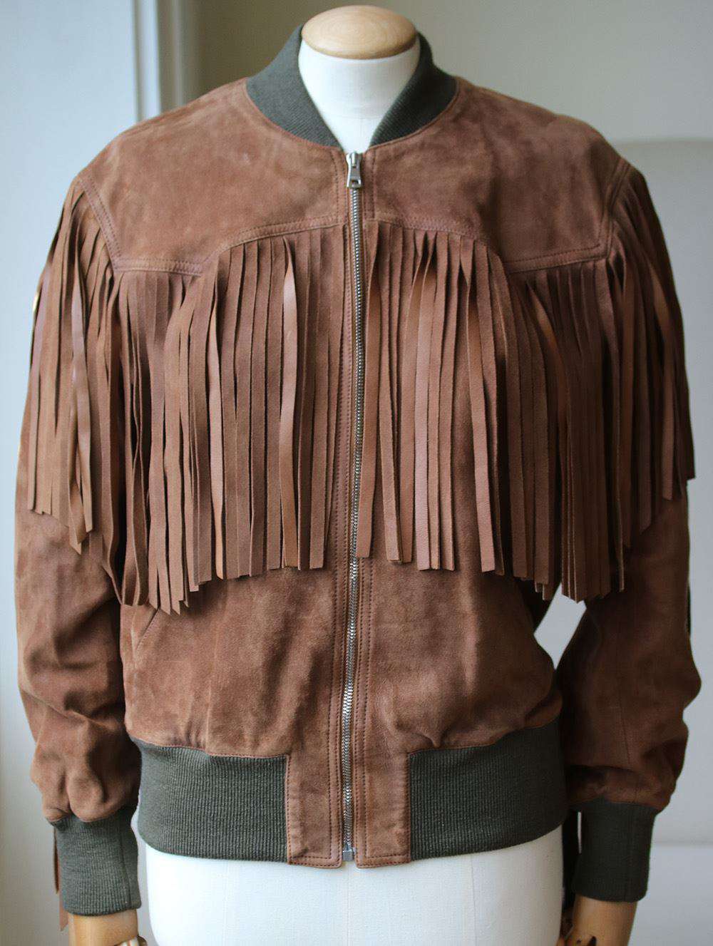GUCCI SUEDE FRINGE BOMBER JACKET IT 38 UK 6 - Image 3