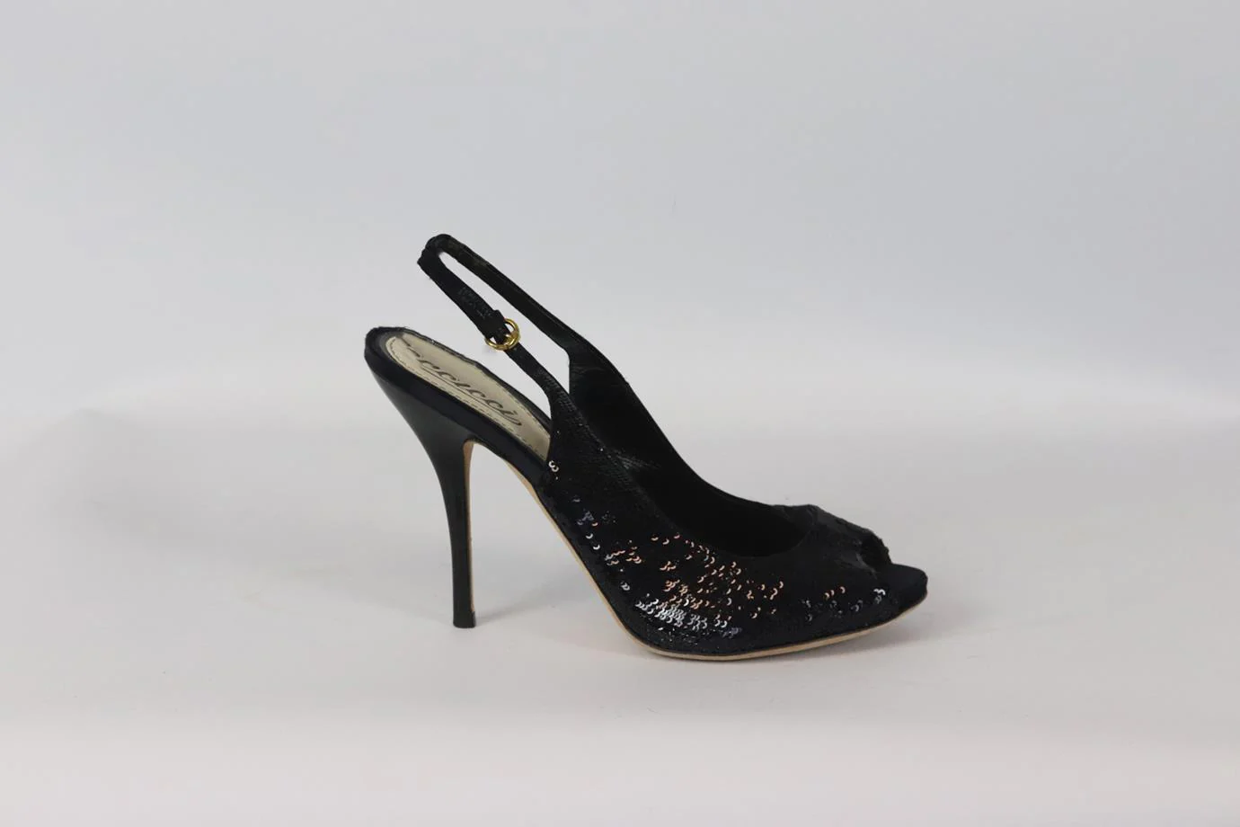 GUCCI VINTAGE SEQUINED SATIN SLINGBACK PUMPS EU 38.5 UK 5.5 US 8.5 - Image 2