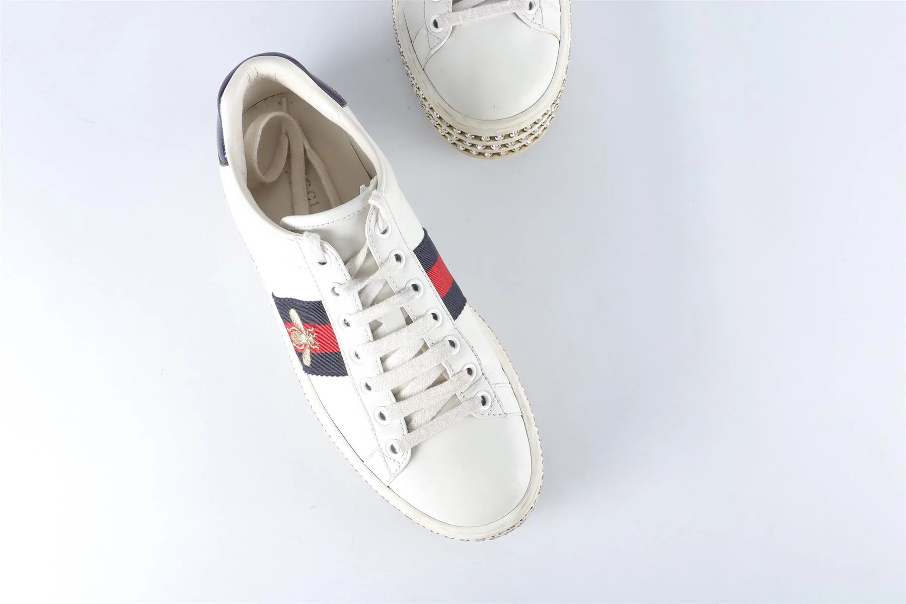 GUCCI WHITE ACE LEATHER PLATFORM SNEAKERS EU 36.5 UK 3.5 US 6.5 - Image 4