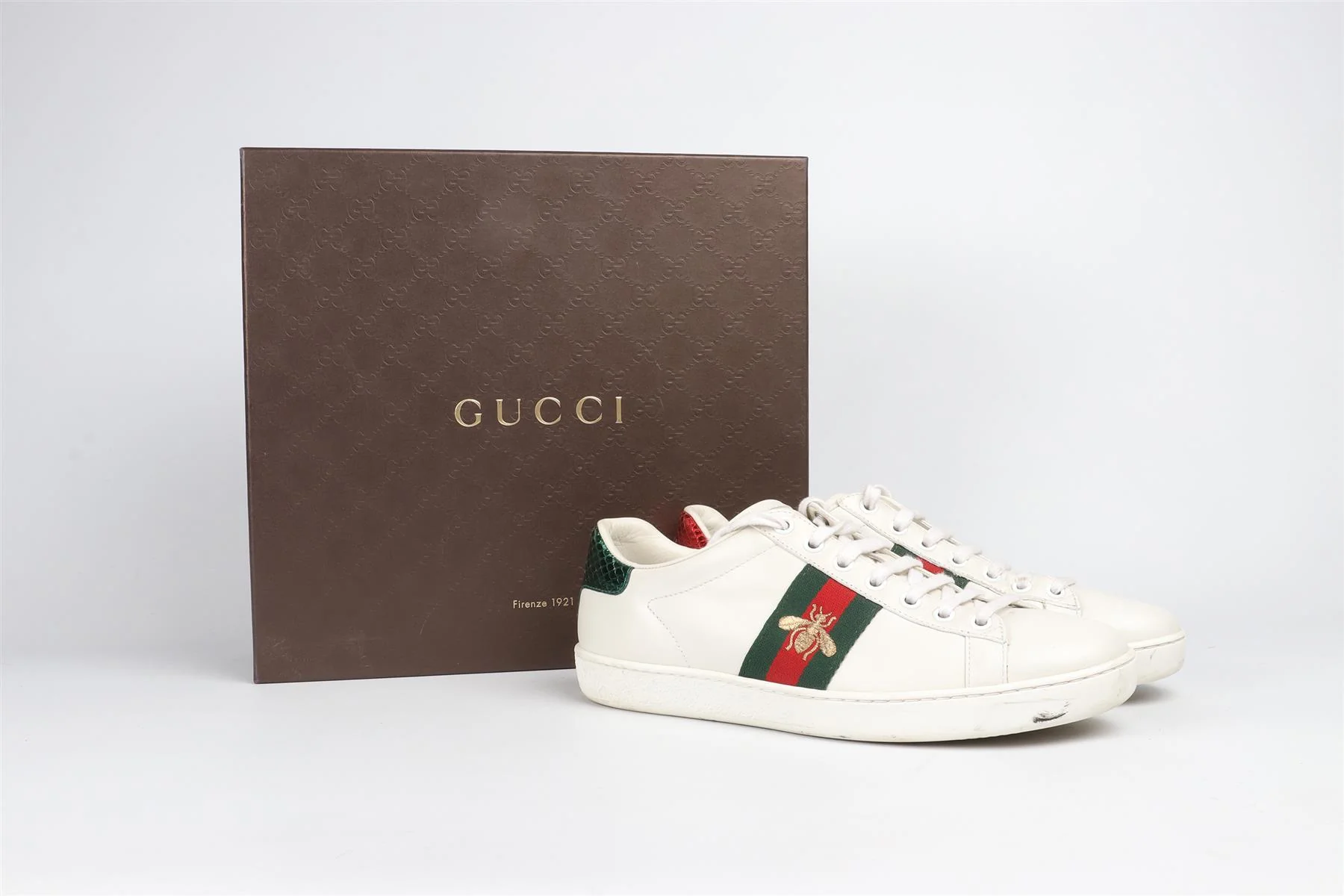 GUCCI WHITE ACE LEATHER SNEAKERS EU 37.5, UK 4.5, US 7.5 - Image 7