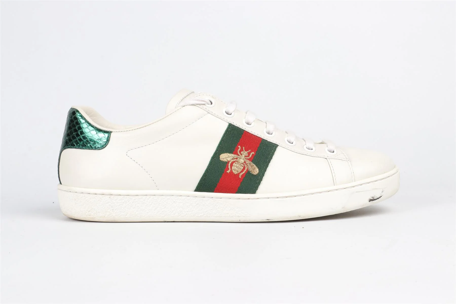 GUCCI WHITE ACE LEATHER SNEAKERS EU 37.5, UK 4.5, US 7.5 - Image 9