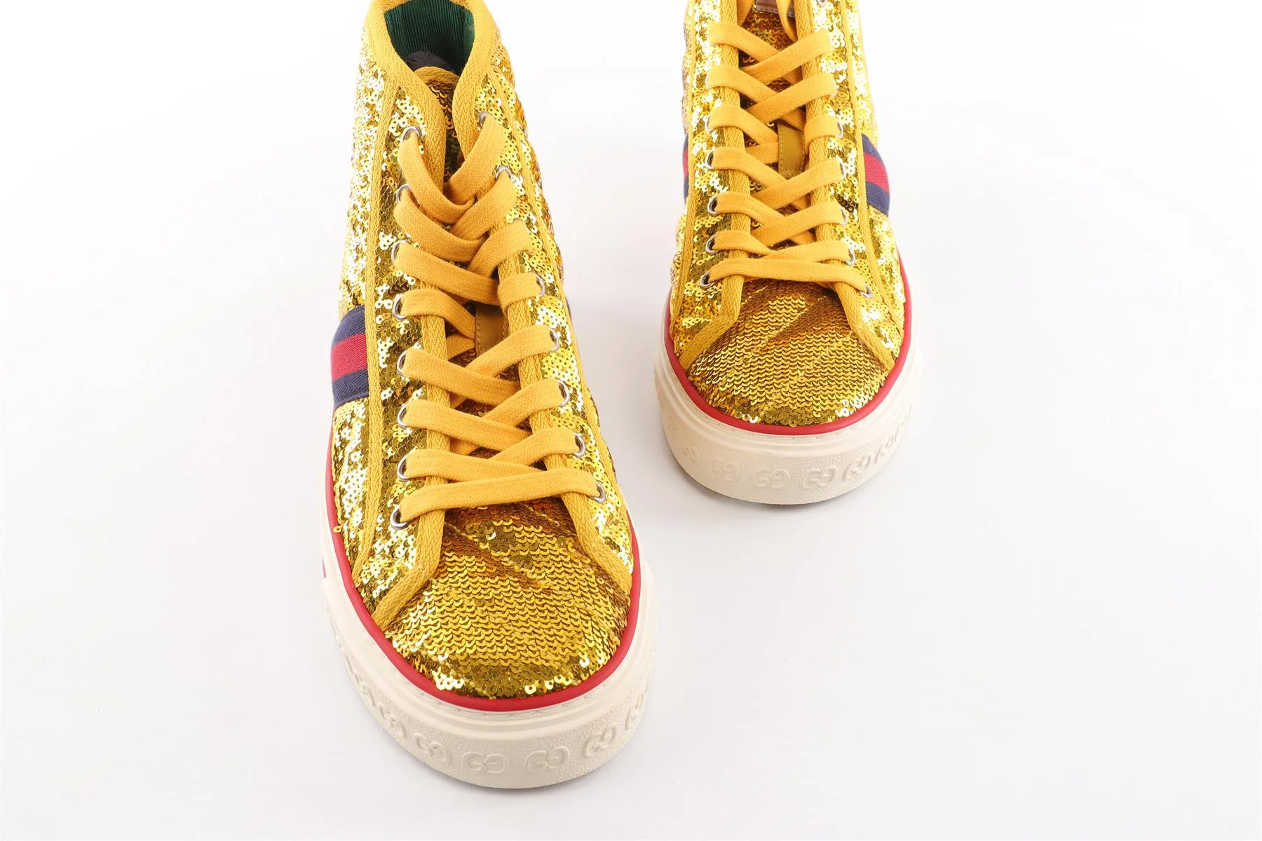 GUCCI YELLOW TENNIS 1977 SEQUIN SNEAKERS EU 38 UK 5 US 8 - Image 4