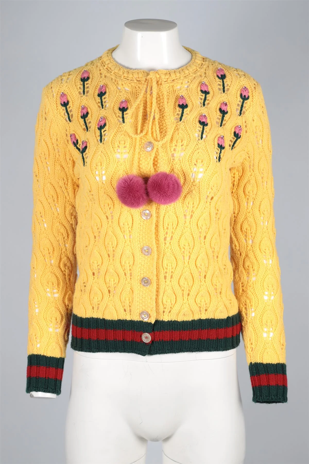 GUCCI YELLOW WOOL CARDIGAN SMALL - Image 2