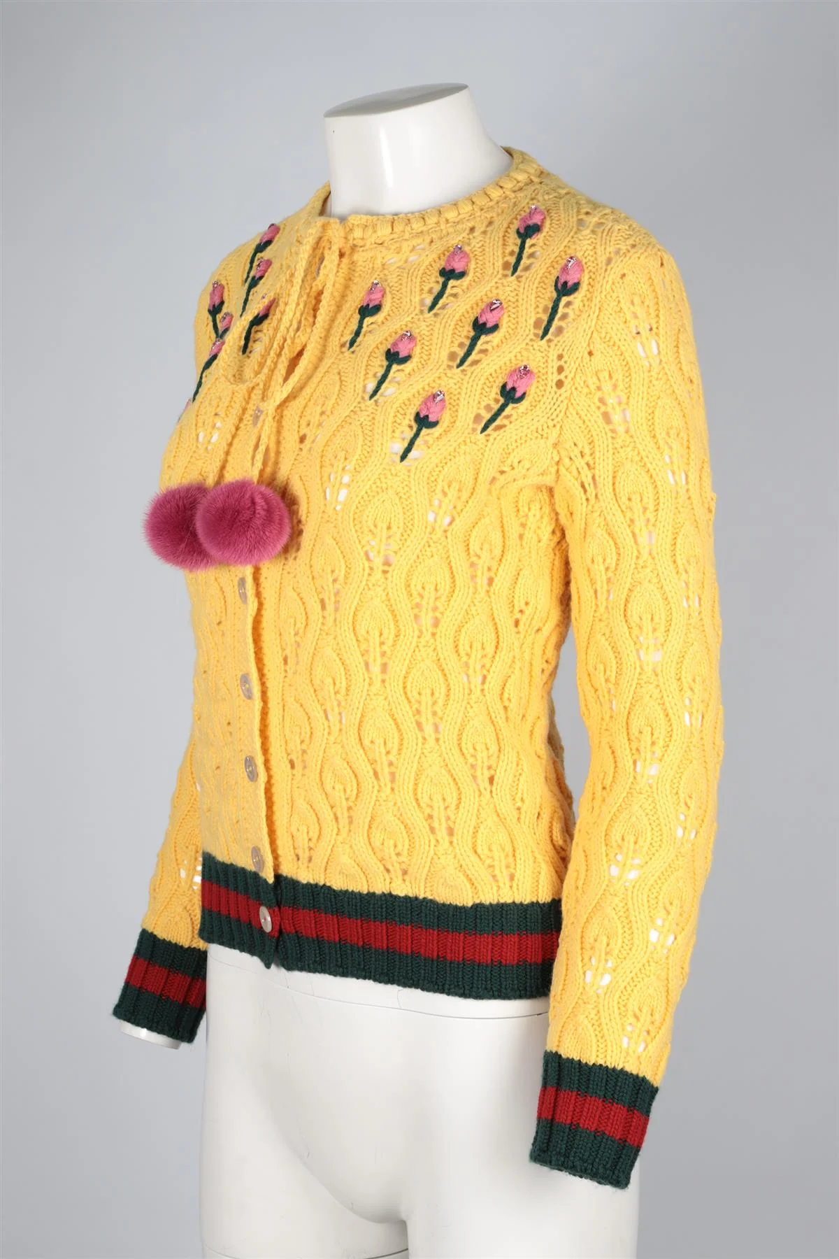 GUCCI YELLOW WOOL CARDIGAN SMALL - Image 3