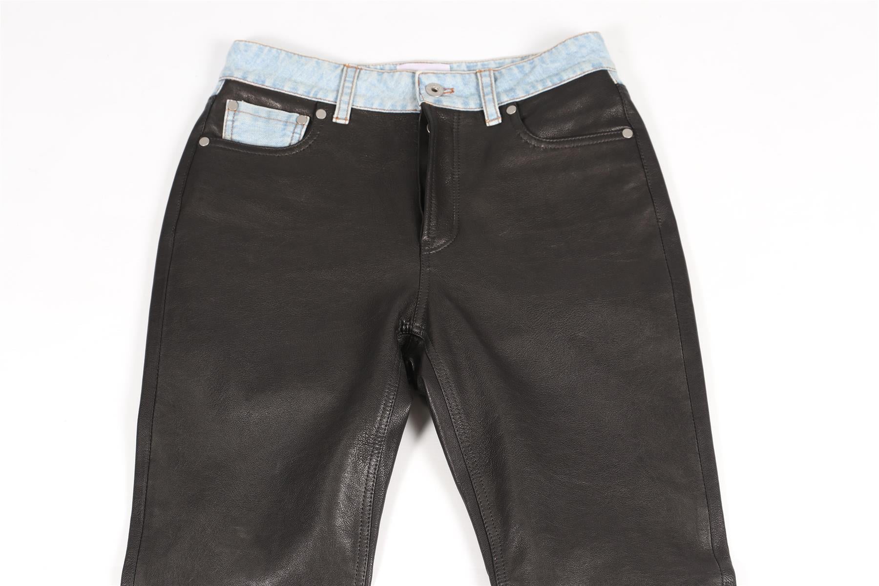 HALFBOY BLACK LEATHER STRAIGHT LEG PANTS SMALL - Image 3
