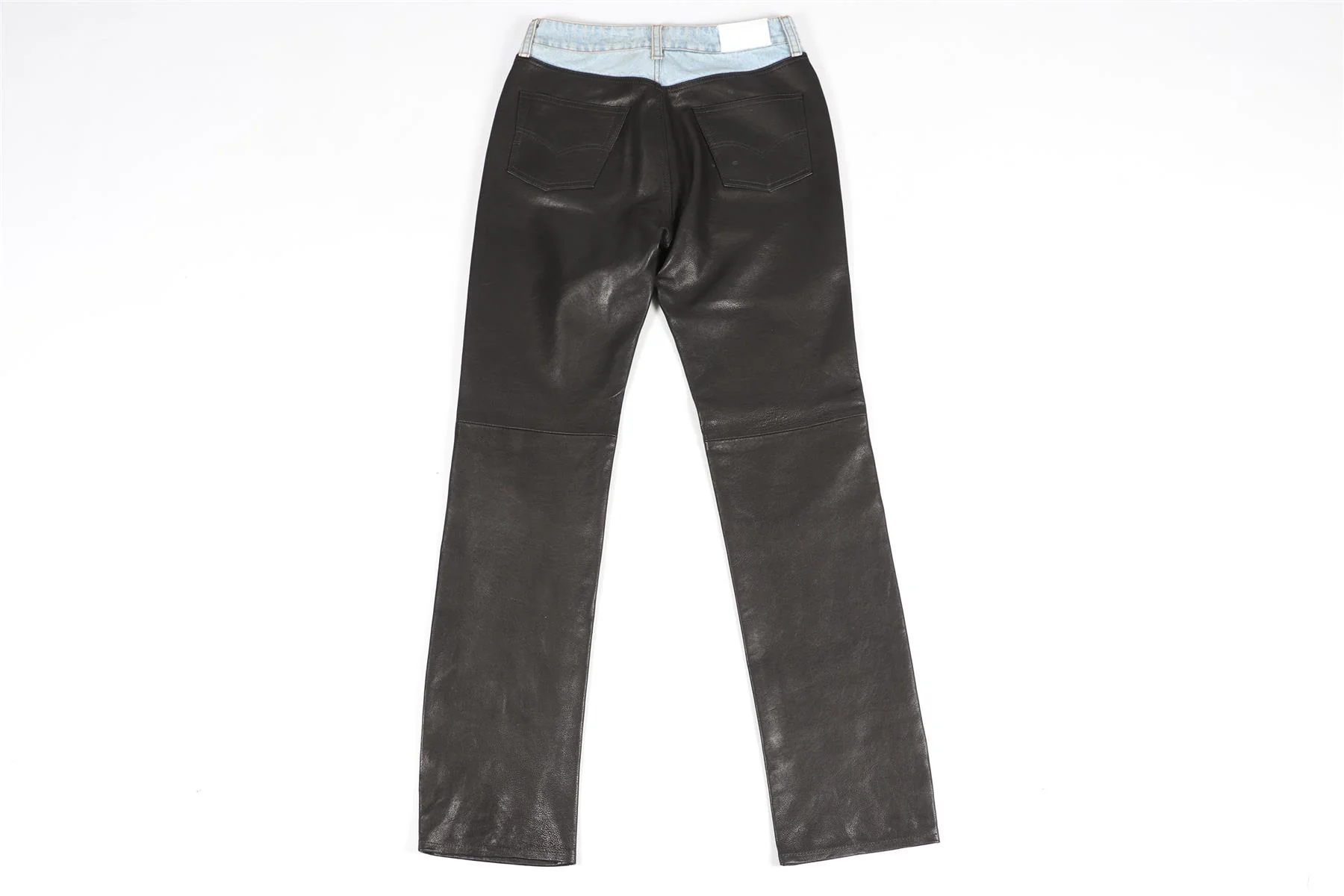 HALFBOY BLACK LEATHER STRAIGHT LEG PANTS SMALL - Image 4
