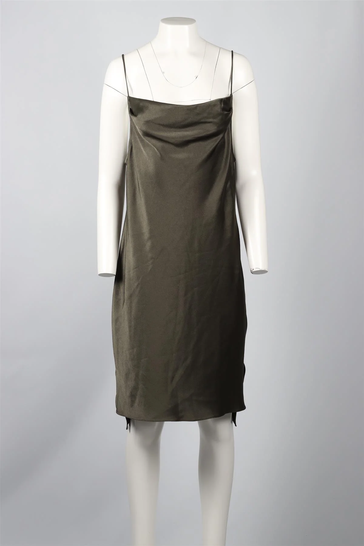 HALSTON HERITAGE GREEN SATIN MINI DRESS MEDIUM - Image 6