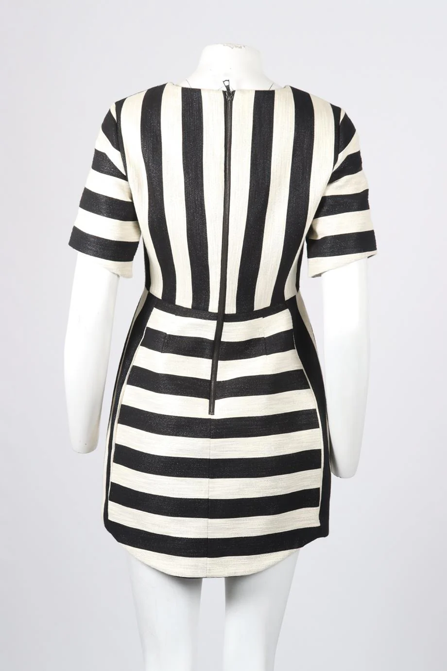 HANLEY STRIPED COTTON BLEND MINI DRESS US 8 UK 12 - Image 4