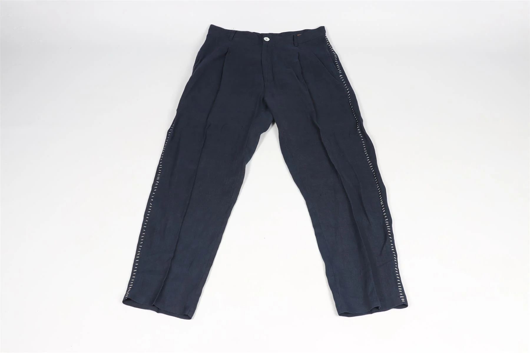 HARAGO NAVY MEN'S LINEN PANTS SMALL - Image 8