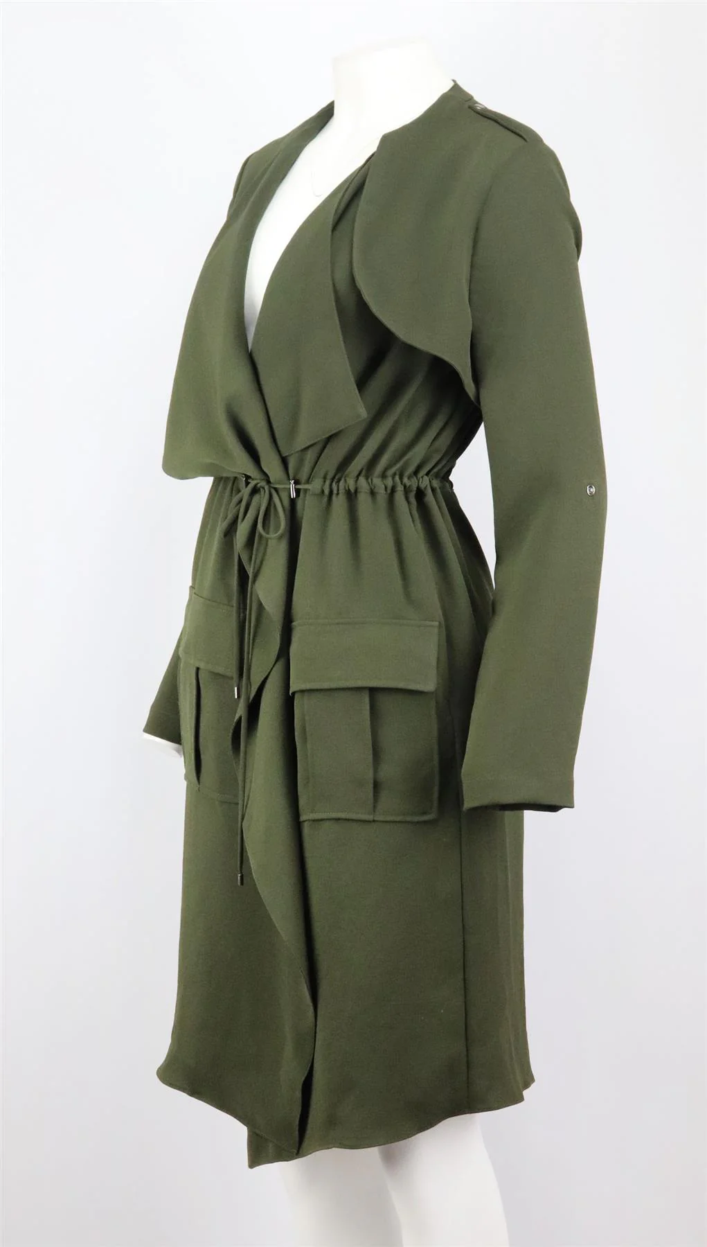 HAUTE HIPPIE ASYMMETRIC WOVEN TRENCH COAT SMALL - Image 3