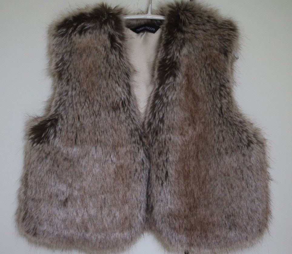 HELEN MOORE GIRLS DARK BEIGE FAUX FUR WAISTCOAT GILET 4-6 YEARS - Image 4