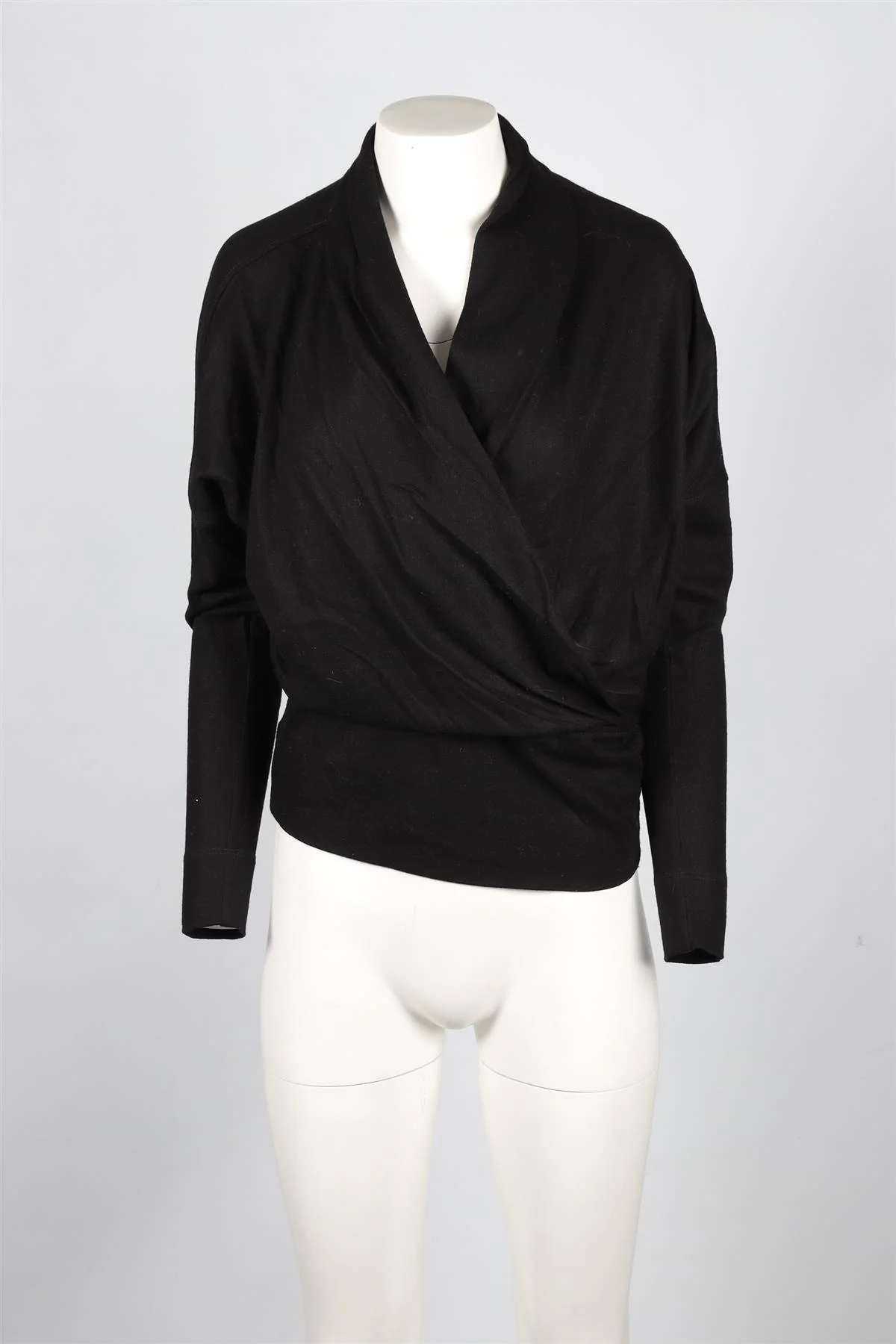 HELMUT LANG BLACK WOOL TOP XSMALL - Image 2