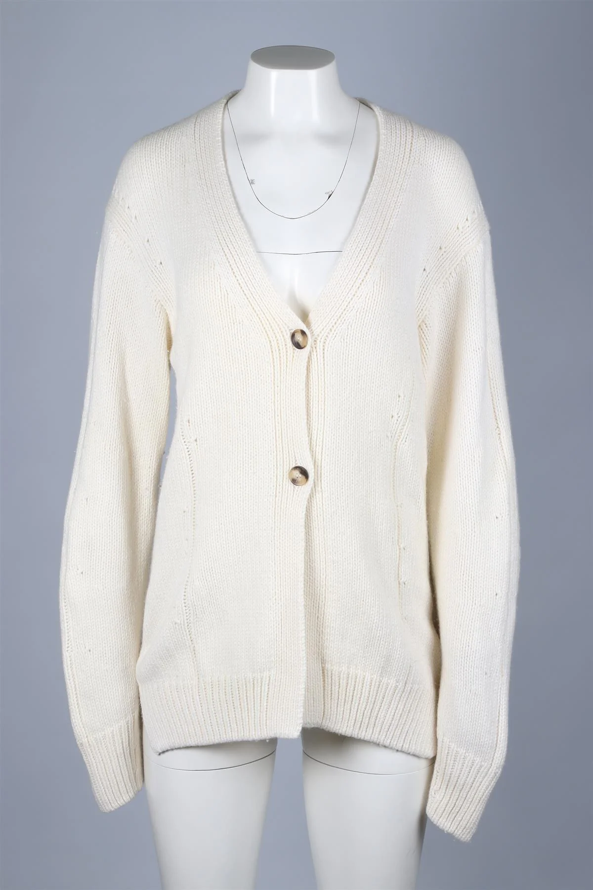 HELMUT LANG IVORY WOOL BLEND CARDIGAN LARGE - Image 2