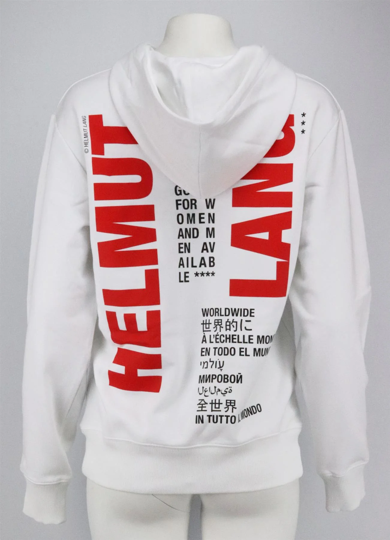 HELMUT LANG PRINTED COTTON JERSEY HOODIE MEDIUM - Image 5