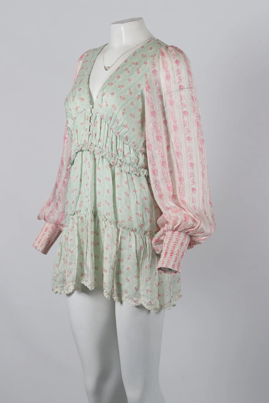 HEMANT AND NANDITA FLORAL SATIN MINI DRESS MEDIUM - Image 3