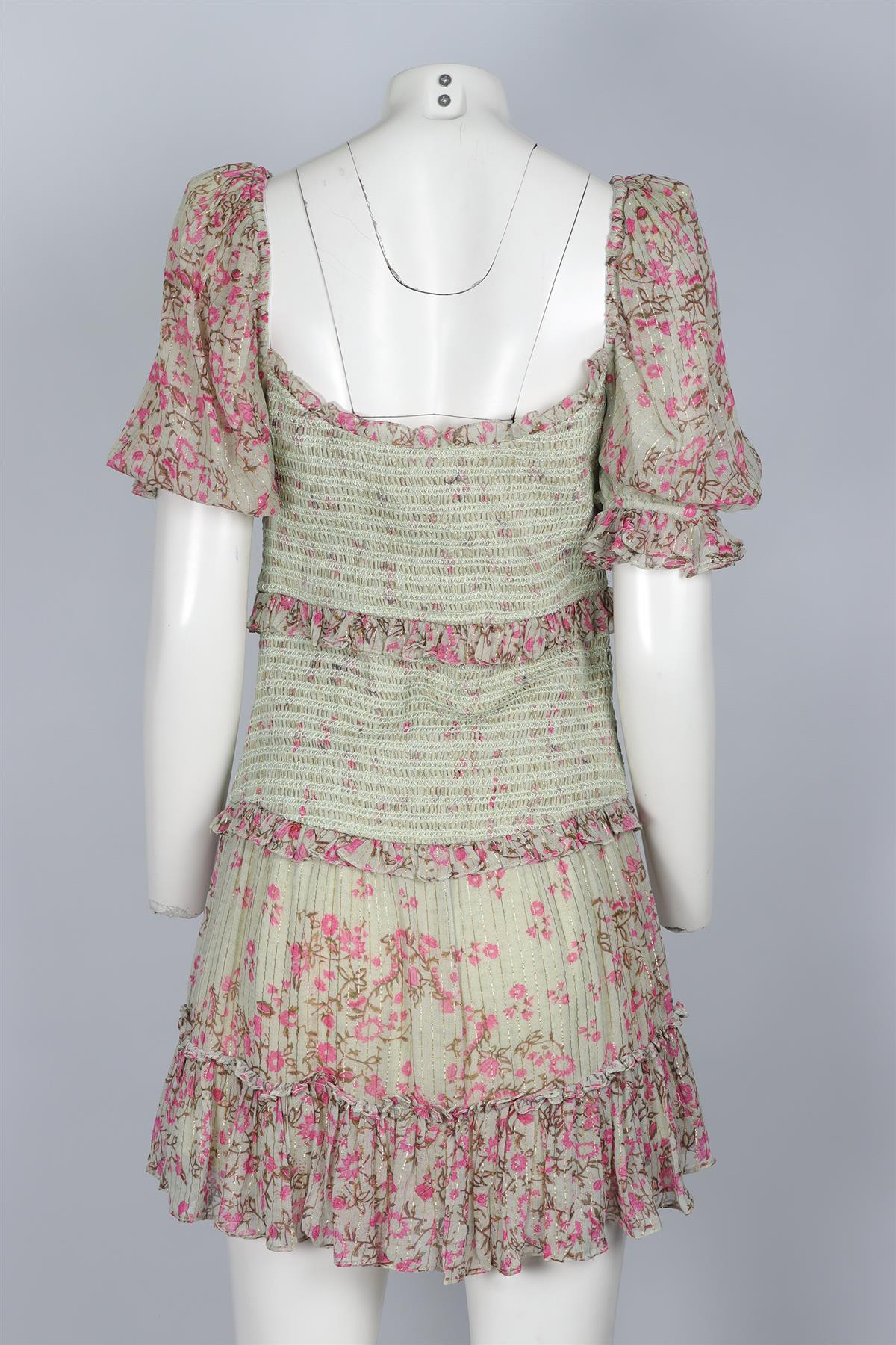 HEMANT & NANDITA GREEN COTTON MINI DRESS MEDIUM - Image 4