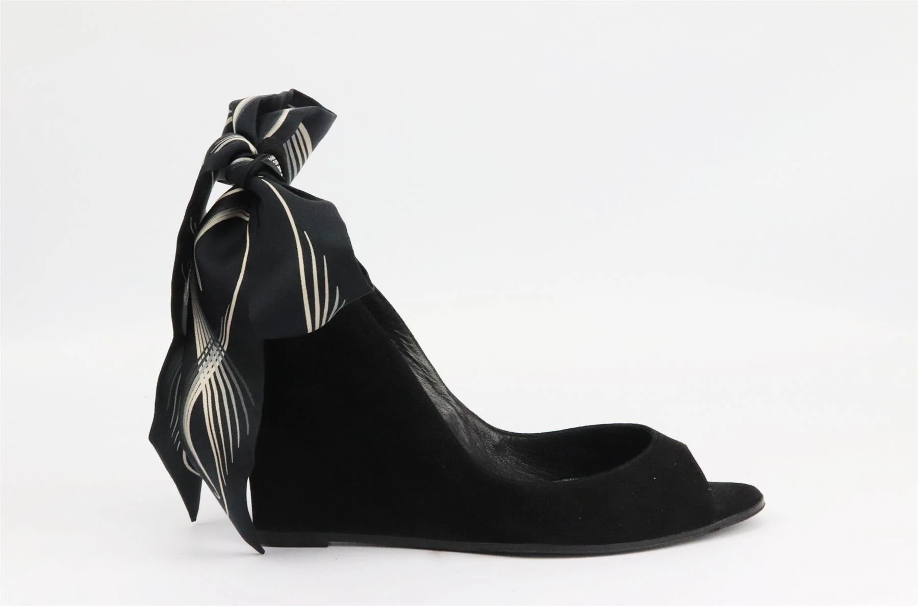 HERMÈS 24 FAUBOURG SILK AND SUEDE WEDGE SANDALS EU 39 UK 6 US 9 - Image 2