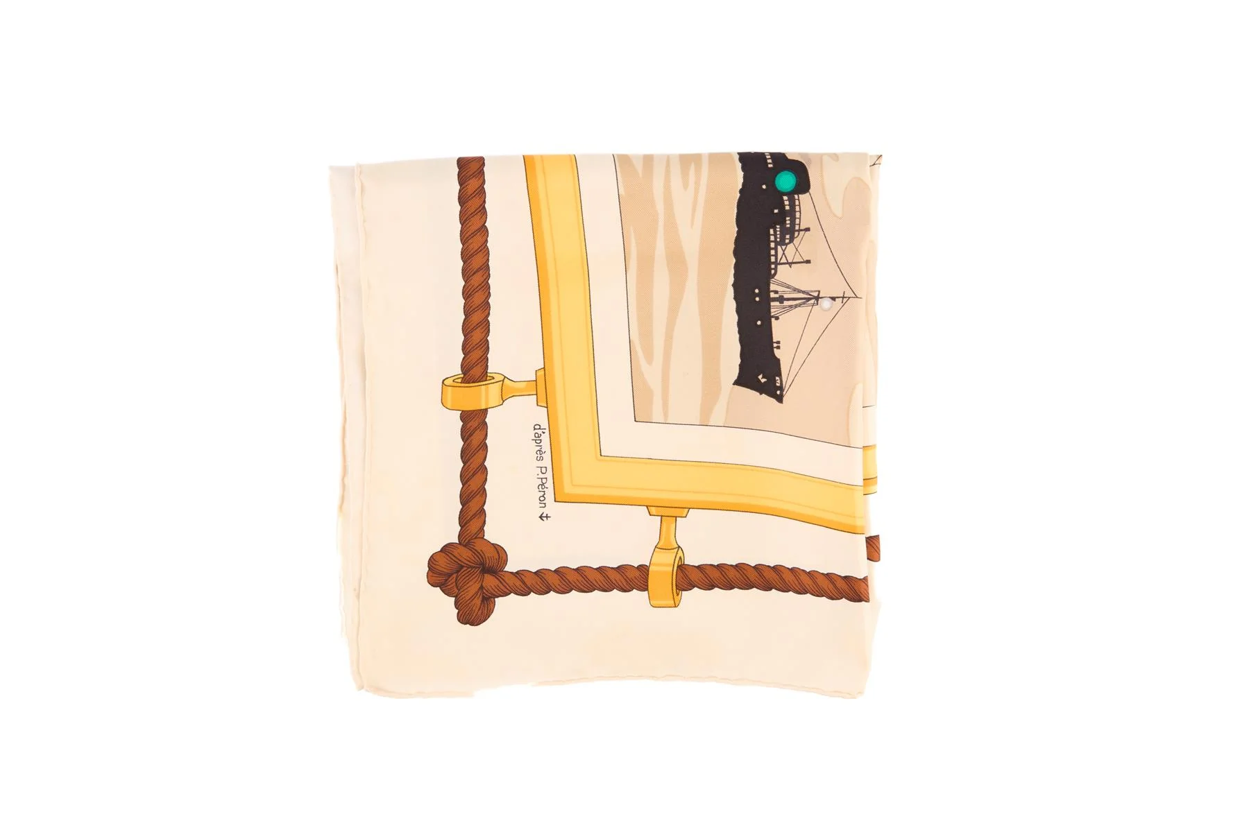 HERMÈS BEIGE FEUX DE ROUTE APERÇUS LA NUIT, EN MER SILK SCARF - Image 3