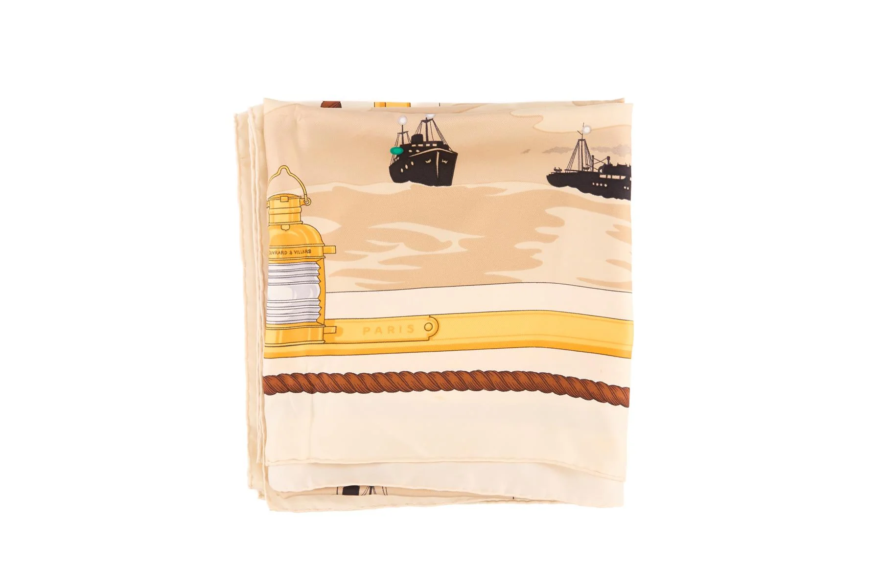 HERMÈS BEIGE FEUX DE ROUTE APERÇUS LA NUIT, EN MER SILK SCARF - Image 4