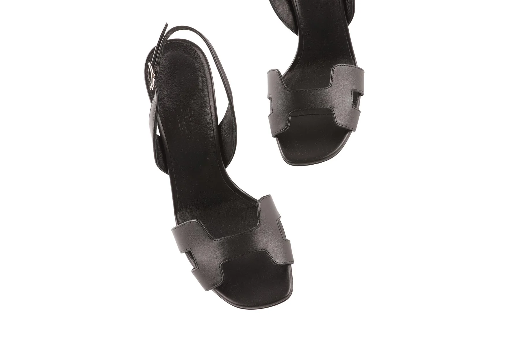 HERMÈS BLACK ELLA LEATHER SANDALS EU 36 UK 3 US 6 - Image 4