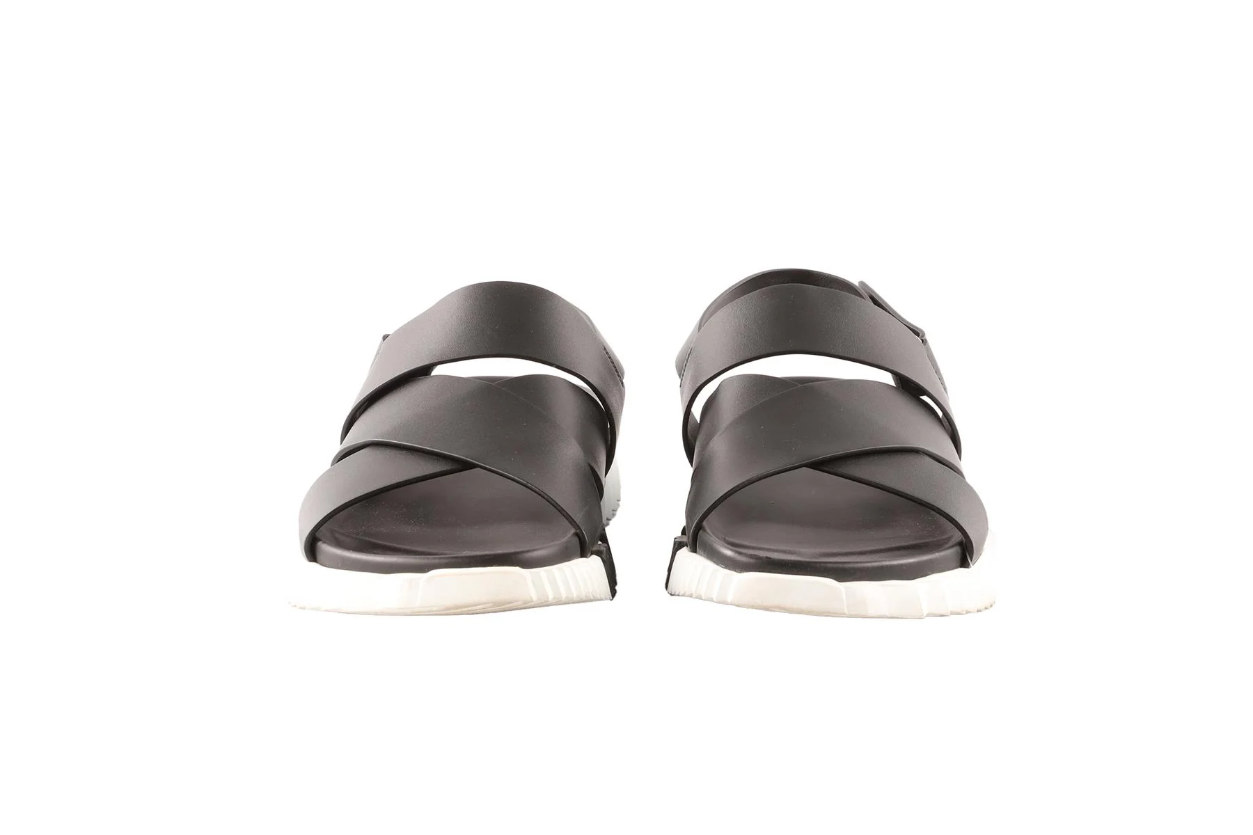 HERMÈS BLACK MEN'S ELECTRIC LEATHER SANDALS EU 42.5 UK 8.5 US 9.5 - Image 3