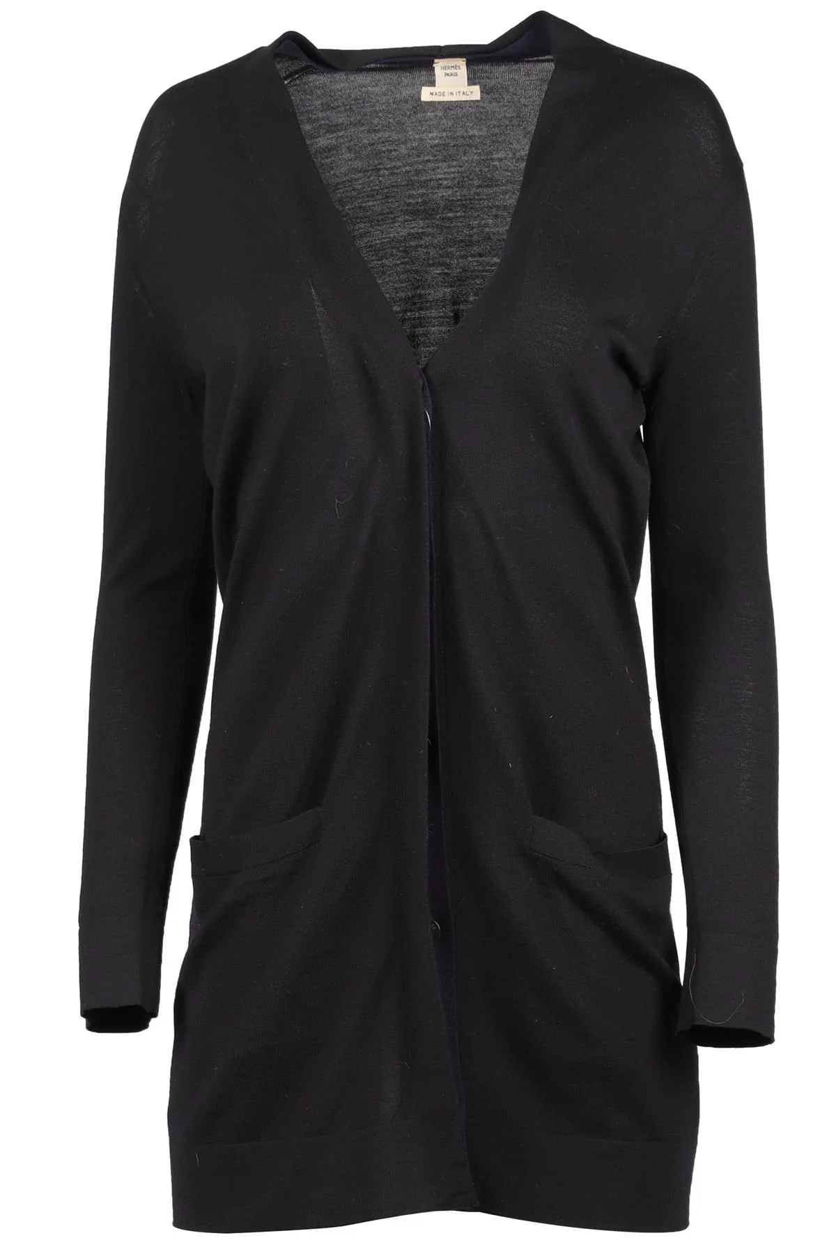 HERMÈS BLACK WOOL CARDIGAN FR 36 UK 8