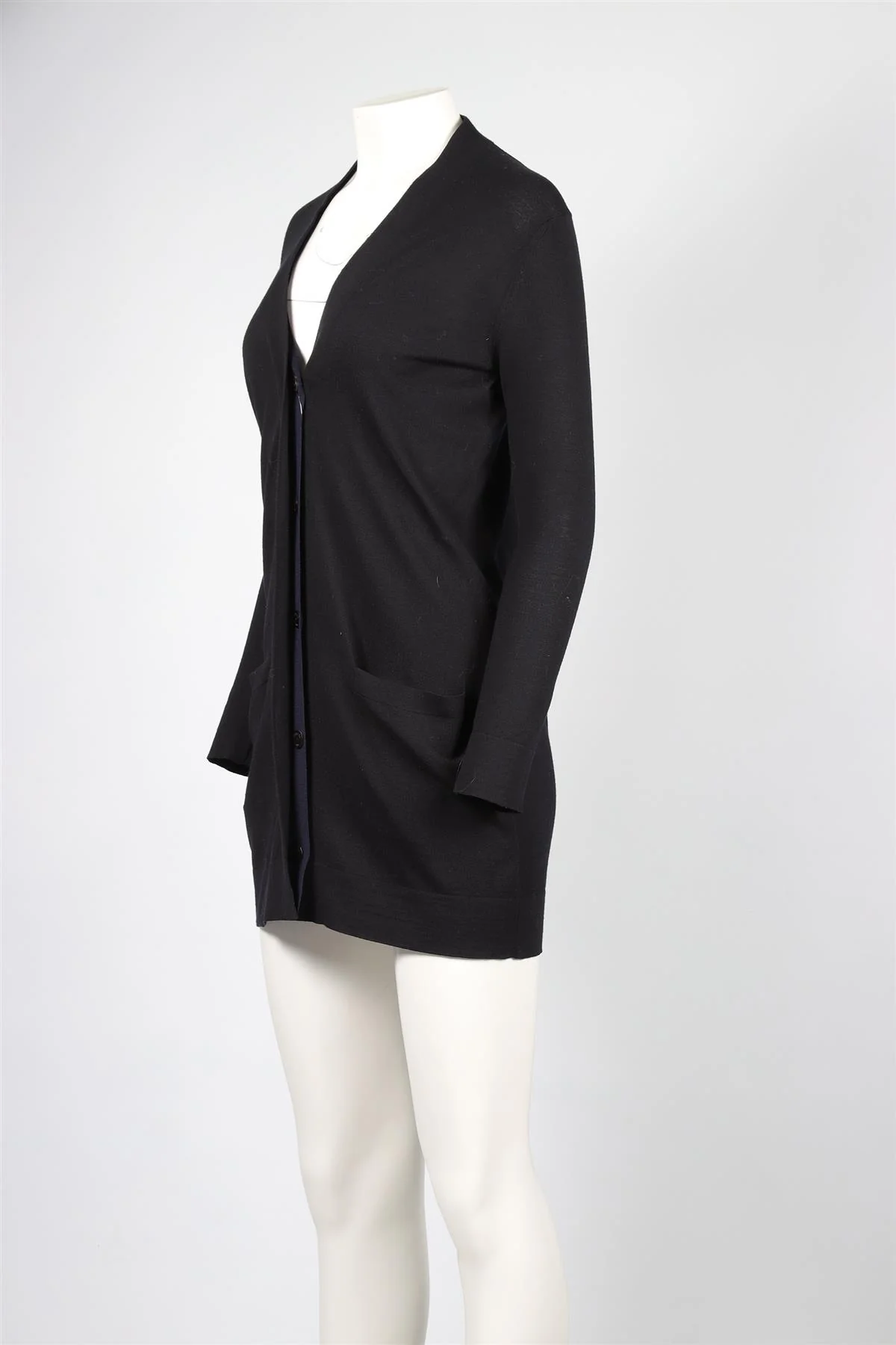 HERMÈS BLACK WOOL CARDIGAN FR 36 UK 8 - Image 3
