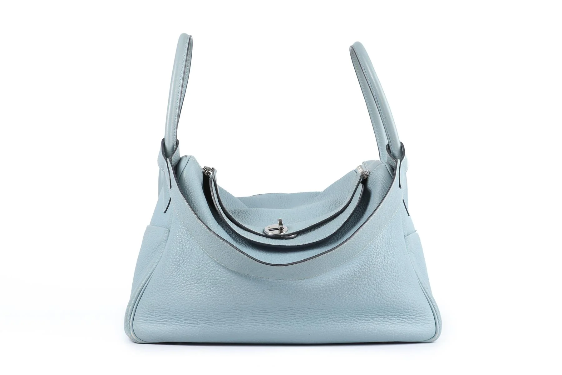 HERMÈS BLUE 2009 LINDY 34CM CLEMENCE LEATHER BAG IN BLUE CIEL - Image 2