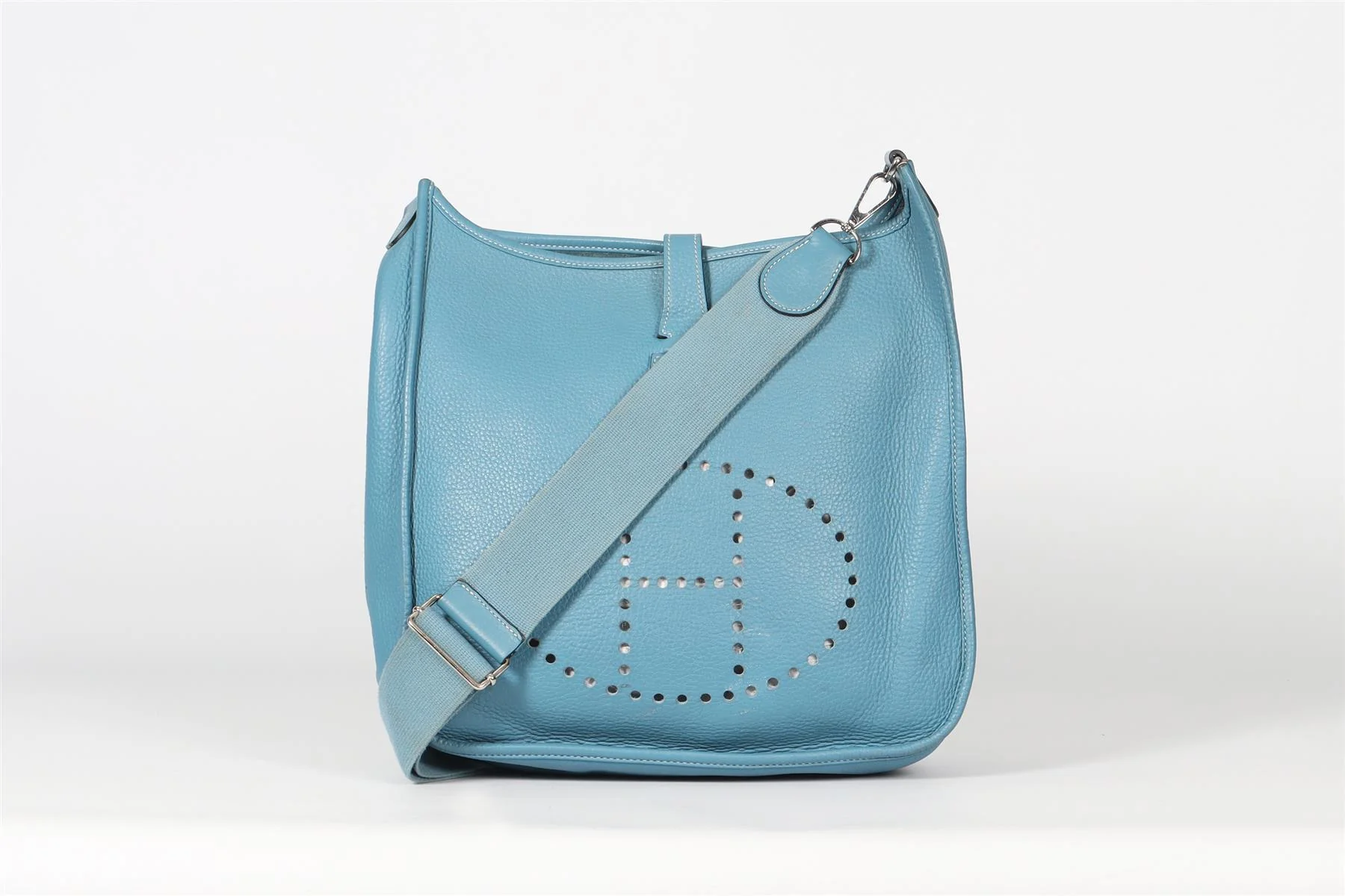 HERMÈS BLUE 2011 EVELYNE 33CM CLEMENCE LEATHER SHOULDER BAG - Image 2
