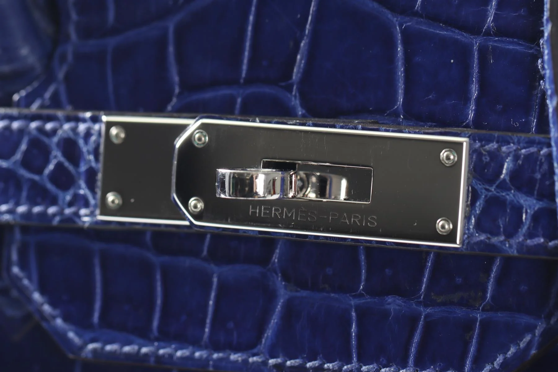 HERMÈS BLUE 2012 BIRKIN 35CM POROSUS CROCODILE LEATHER BAG IN ROYAL BLUE - Image 10