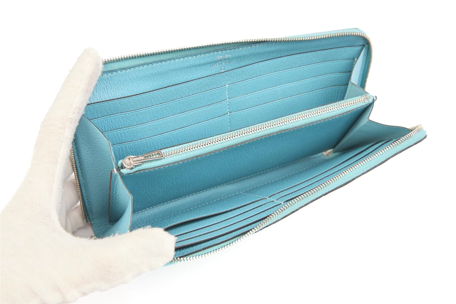 HERMÈS BLUE 2015 AZAP CLASSIC MATTE ALLIGATOR MISSISSIPPIENSIS WALLET - Image 11