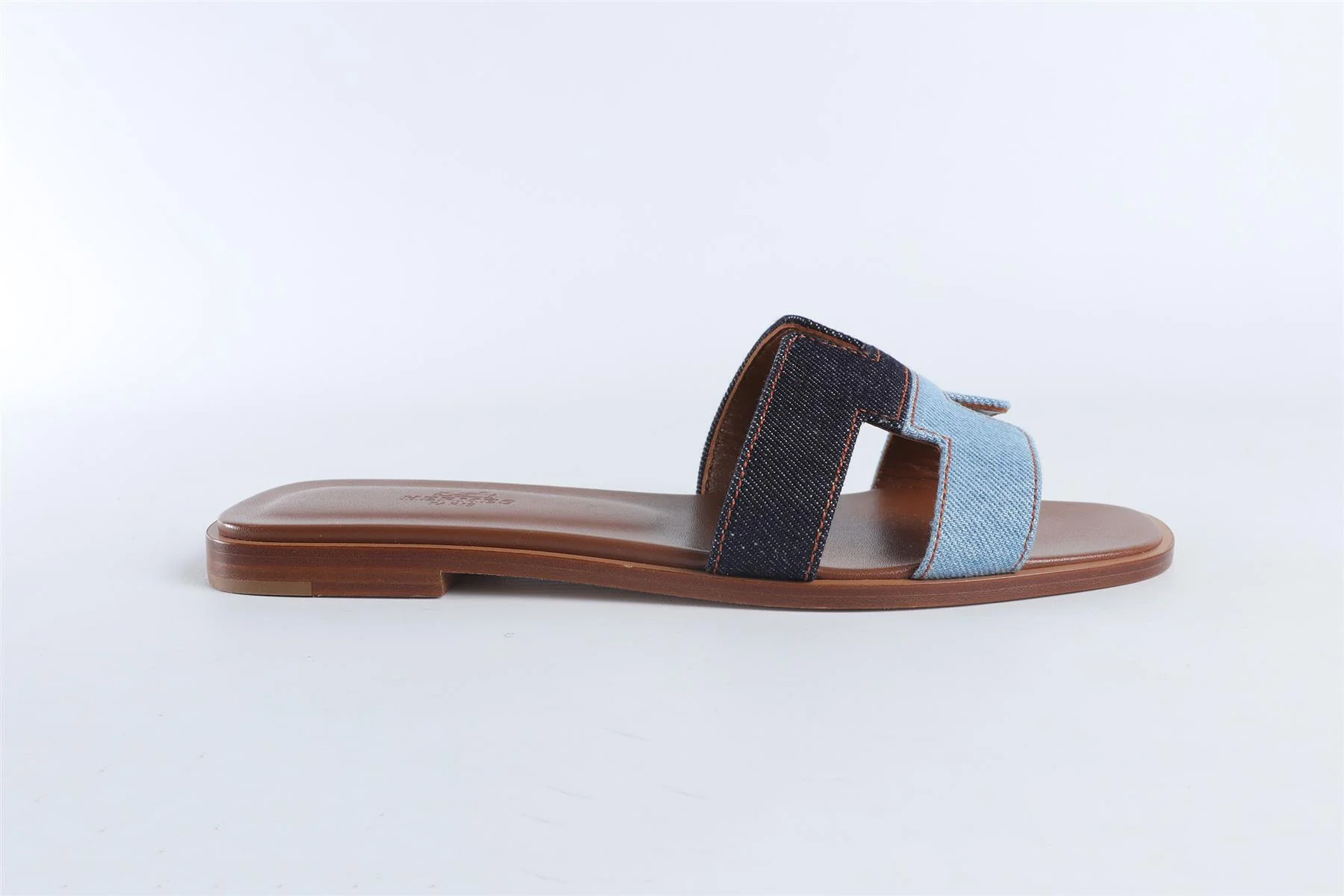 HERMÈS BLUE ORAN DENIM SANDALS EU 38 UK 5 US 8 - Image 2