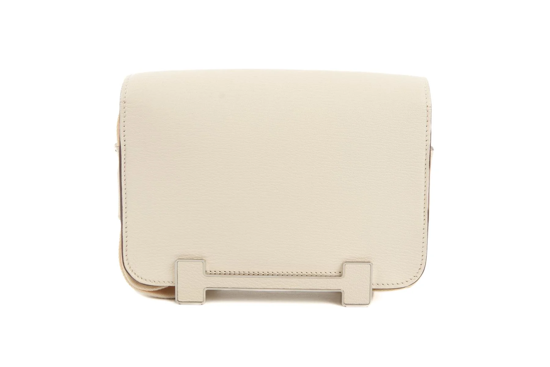 HERMÈS CREAM 2022 GETA CHEVRE LEATHER SHOULDER BAG IN NATA - Image 7