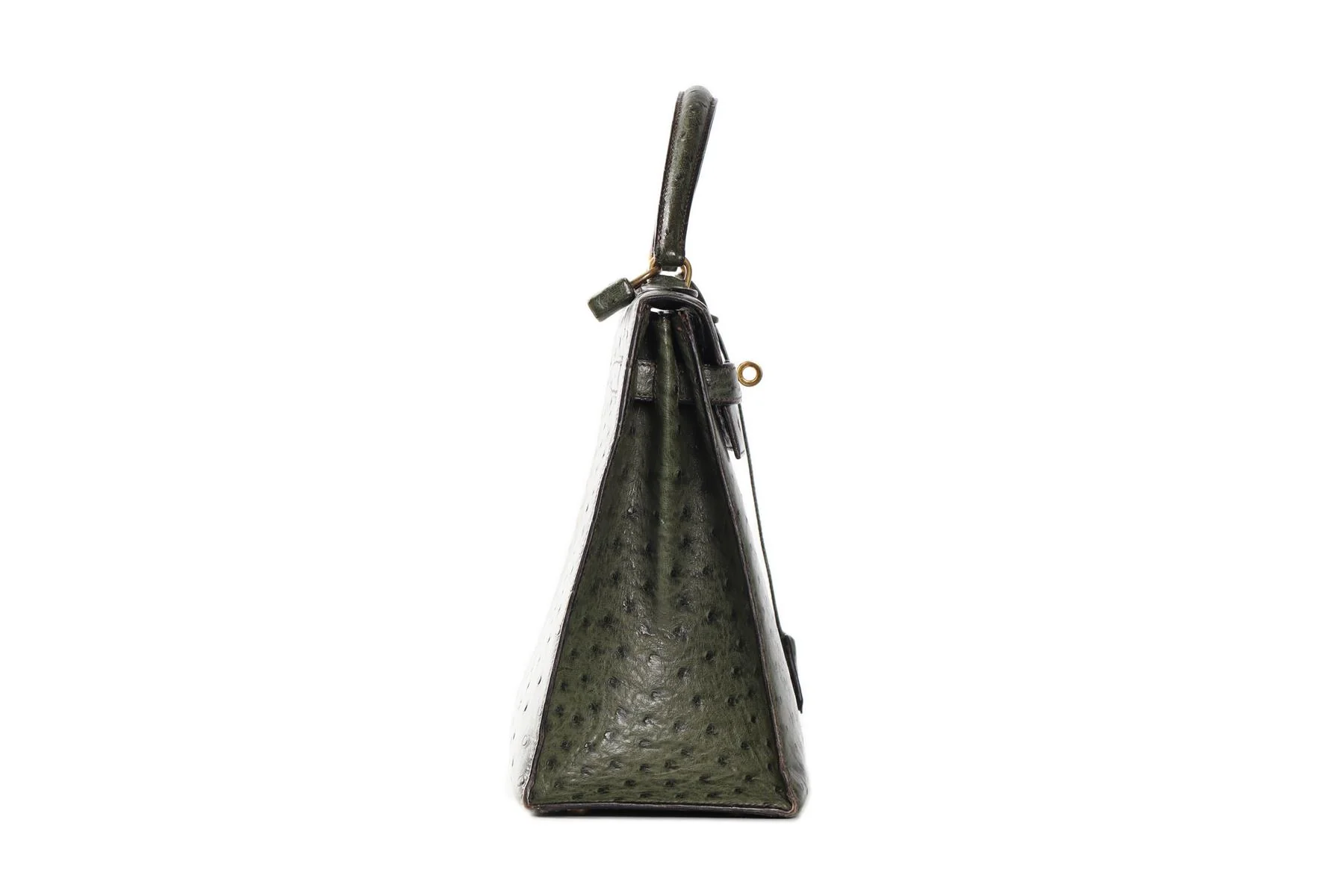 HERMÈS GREEN 1981 KELLY 32CM OSTRICH BAG IN VERT OLIVE - Image 5