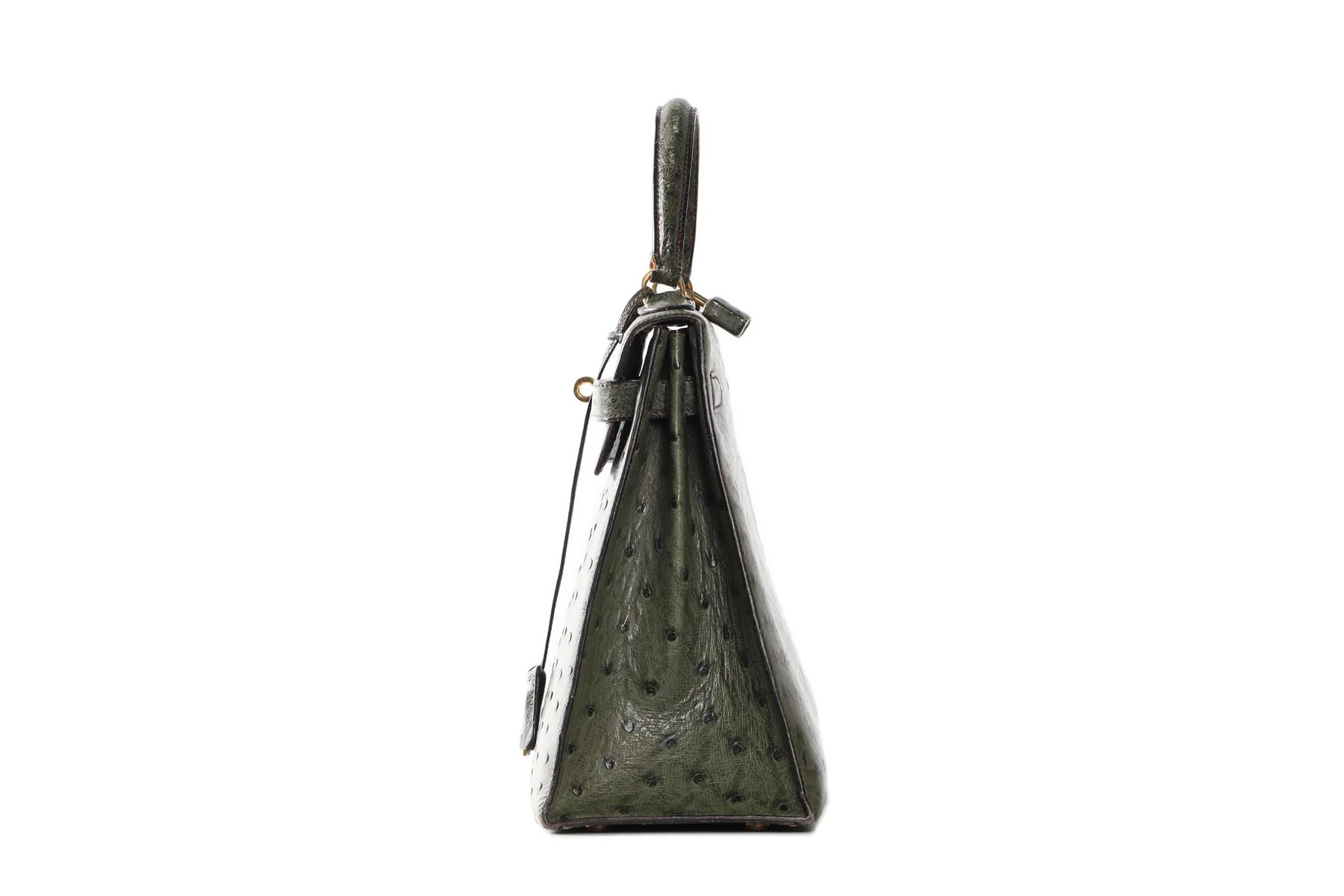 HERMÈS GREEN 1981 KELLY 32CM OSTRICH BAG IN VERT OLIVE - Image 6