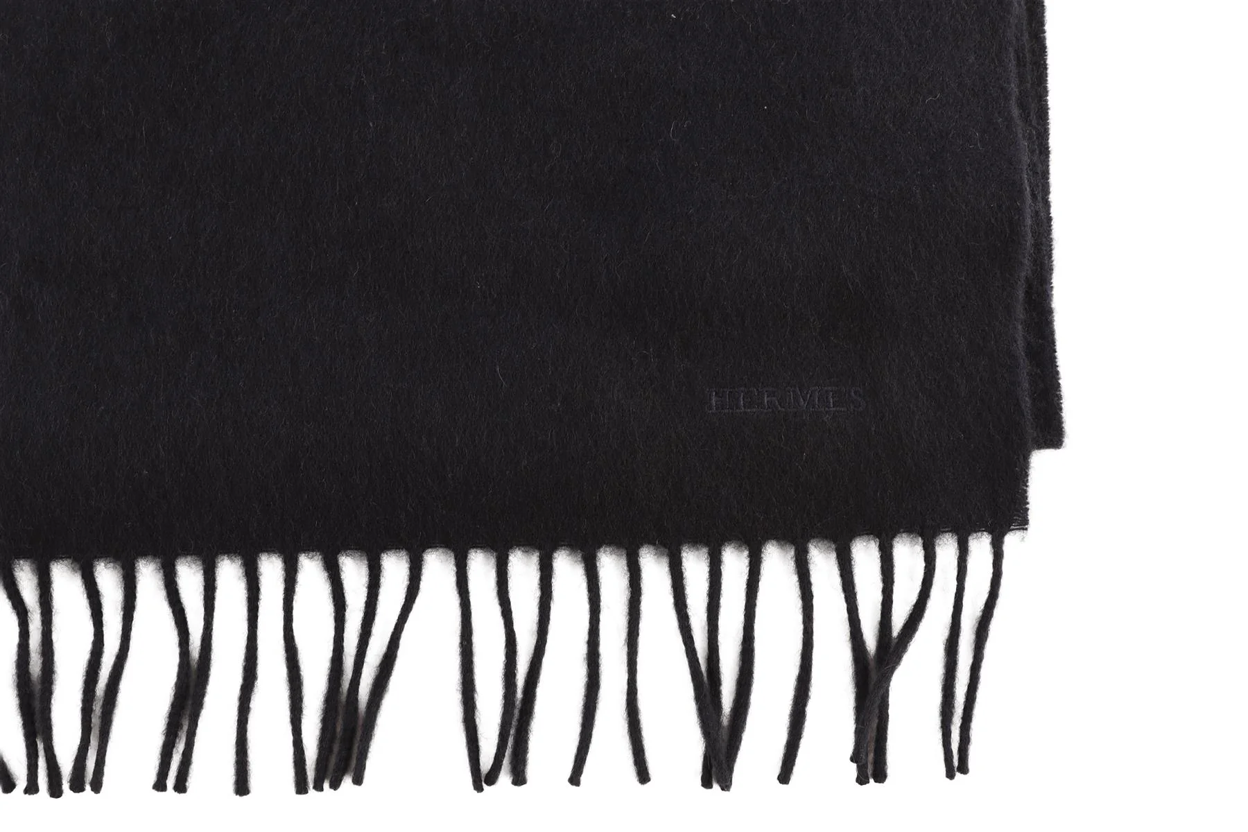 HERMÈS NAVY CASHMERE SCARF - Image 4