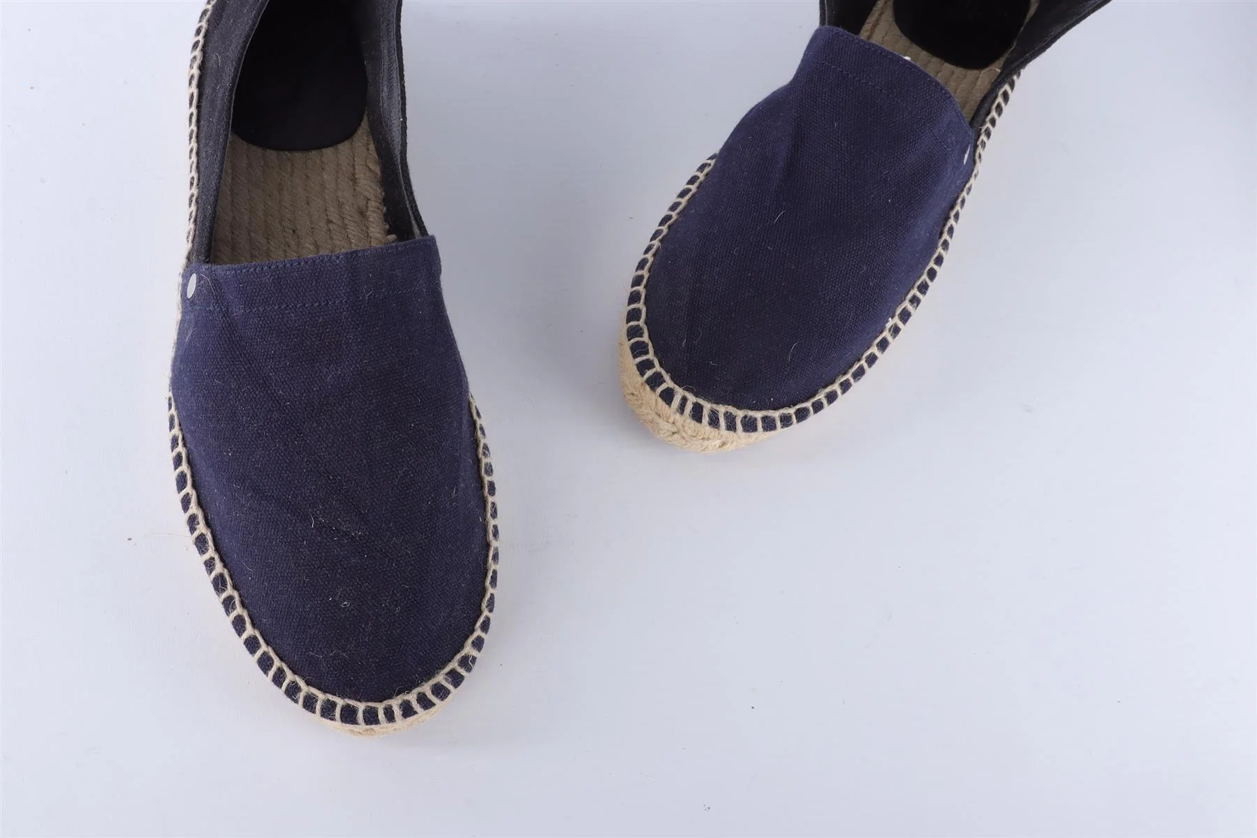 HERMÈS NAVY MEN'S EUSEBIO CANVAS LOAFERS EU 43 UK 9 US 10 - Image 4