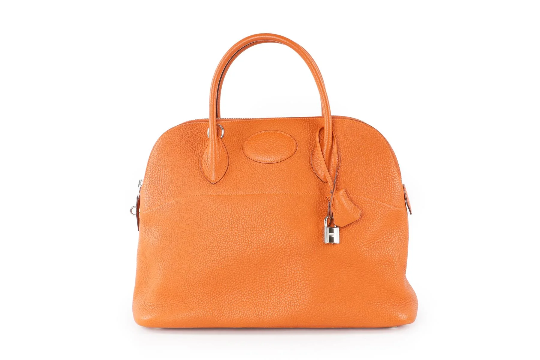 HERMÈS  ORANGE 2005 BOLIDE 35 CM CLEMENCE LEATHER TOTE BAG IN ORANGE - Image 2