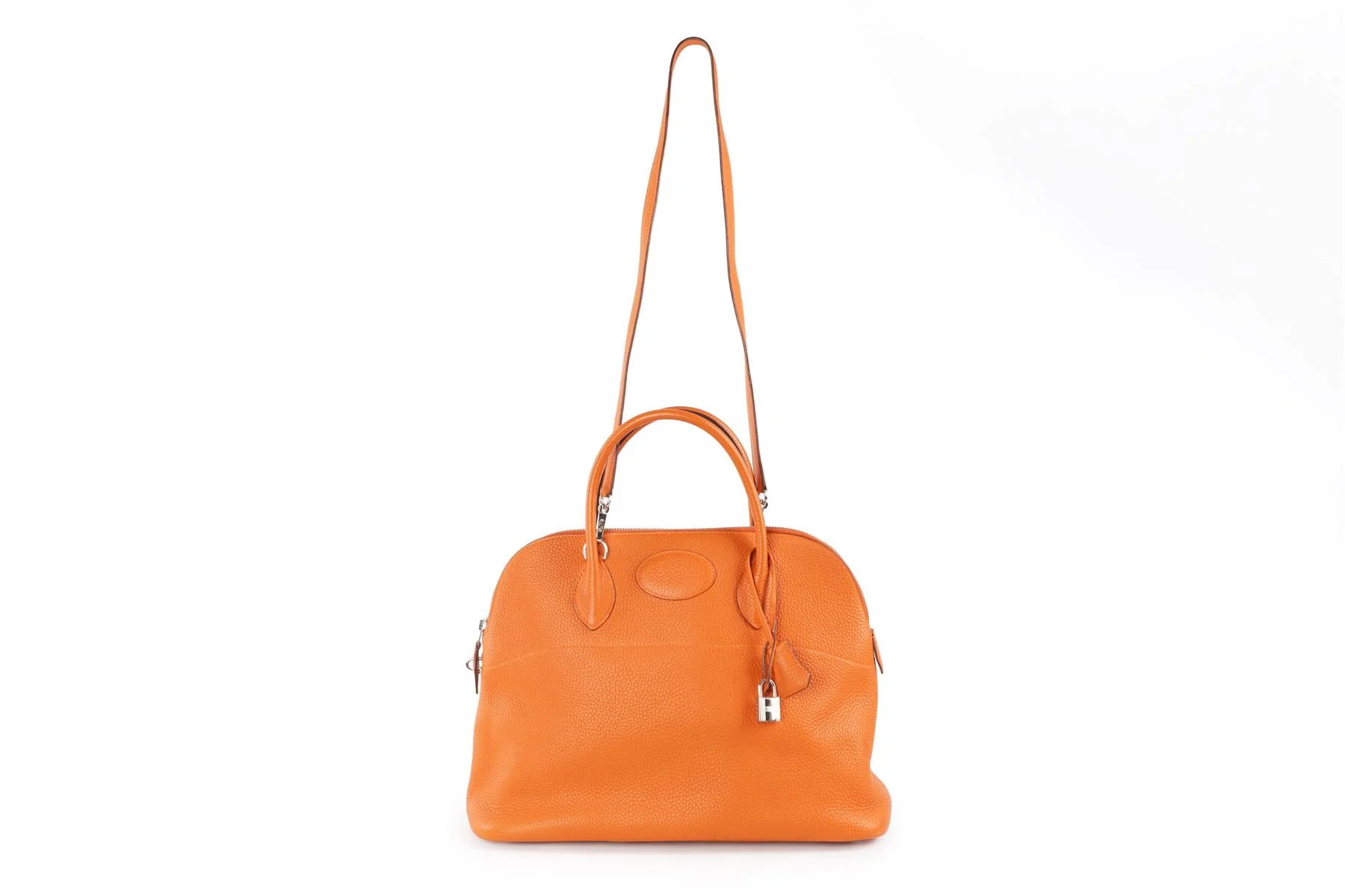 HERMÈS  ORANGE 2005 BOLIDE 35 CM CLEMENCE LEATHER TOTE BAG IN ORANGE - Image 3
