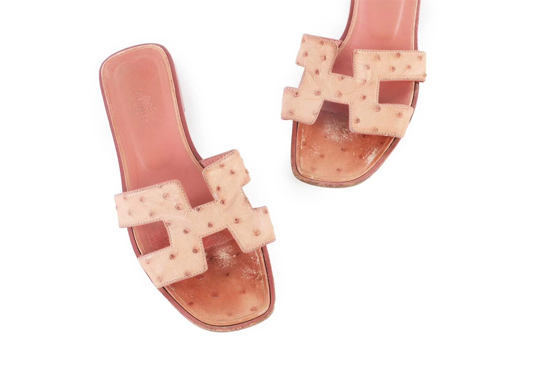 HERMÈS PINK ORAN OSTRICH SANDALS EU 38 UK 5 US 8 - Image 4