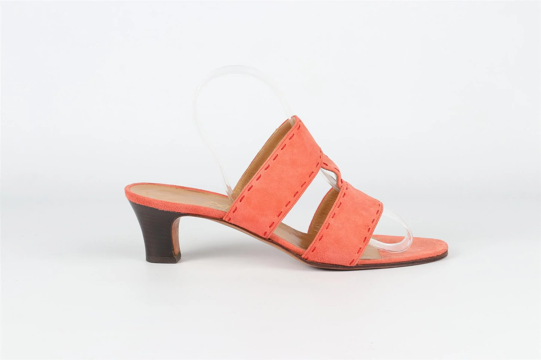 HERMÈS PINK VINTAGE SUEDE SANDALS EU 38 UK 5 US 8 - Image 2